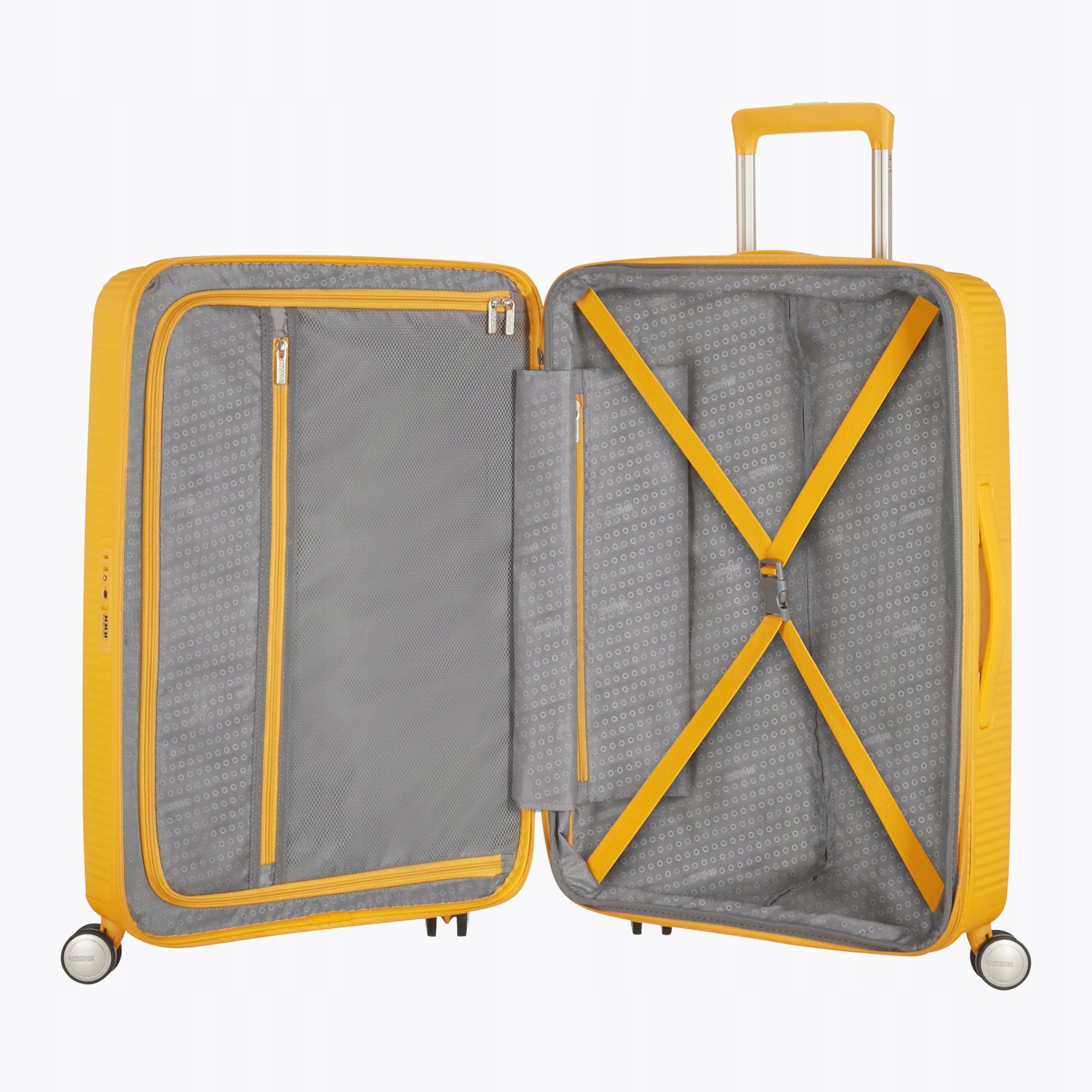Travel case American Tourister Soundbox 81 l golden yellow Height 67 cm
