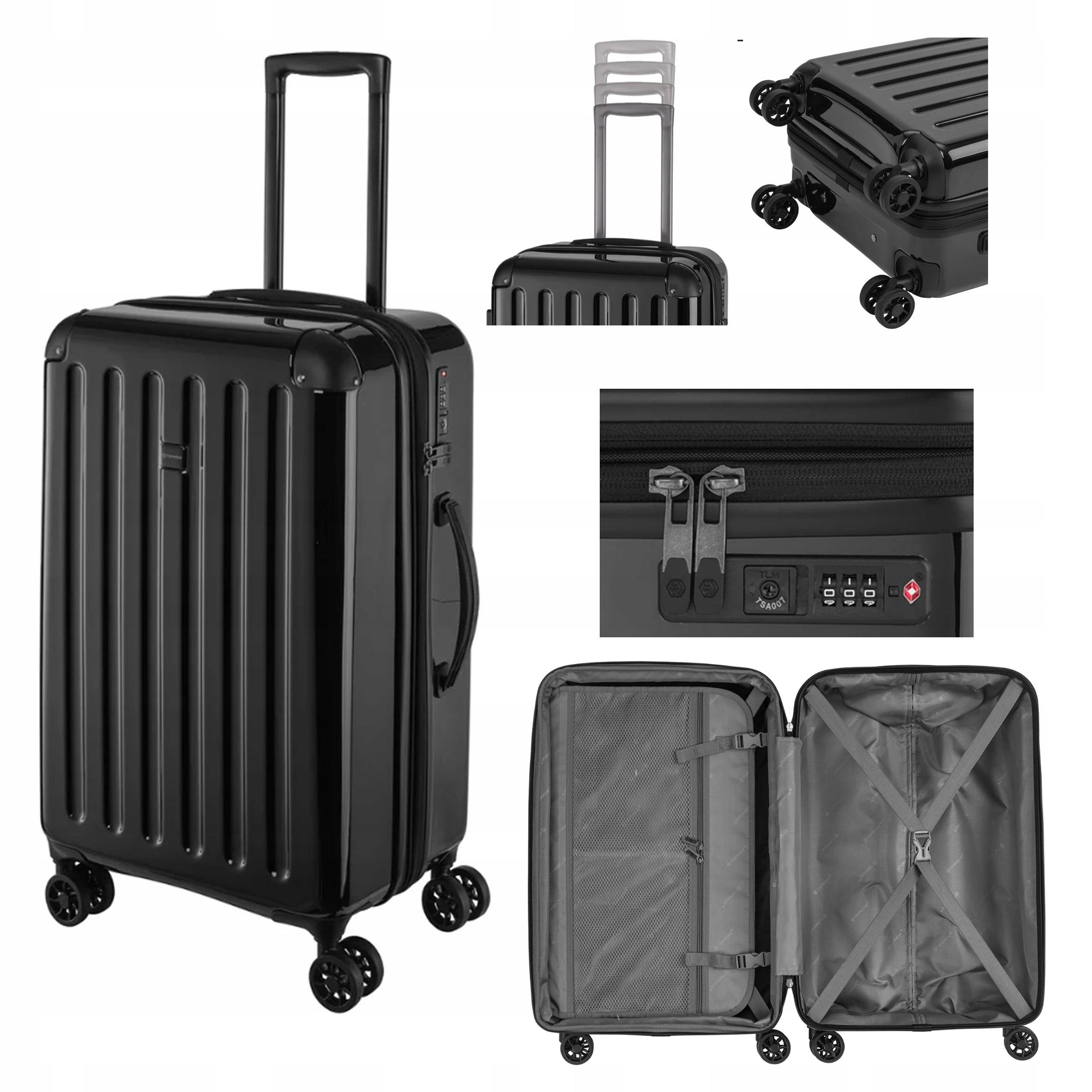 Travel case hard on wheels 63l cipher function TSID strong ABS