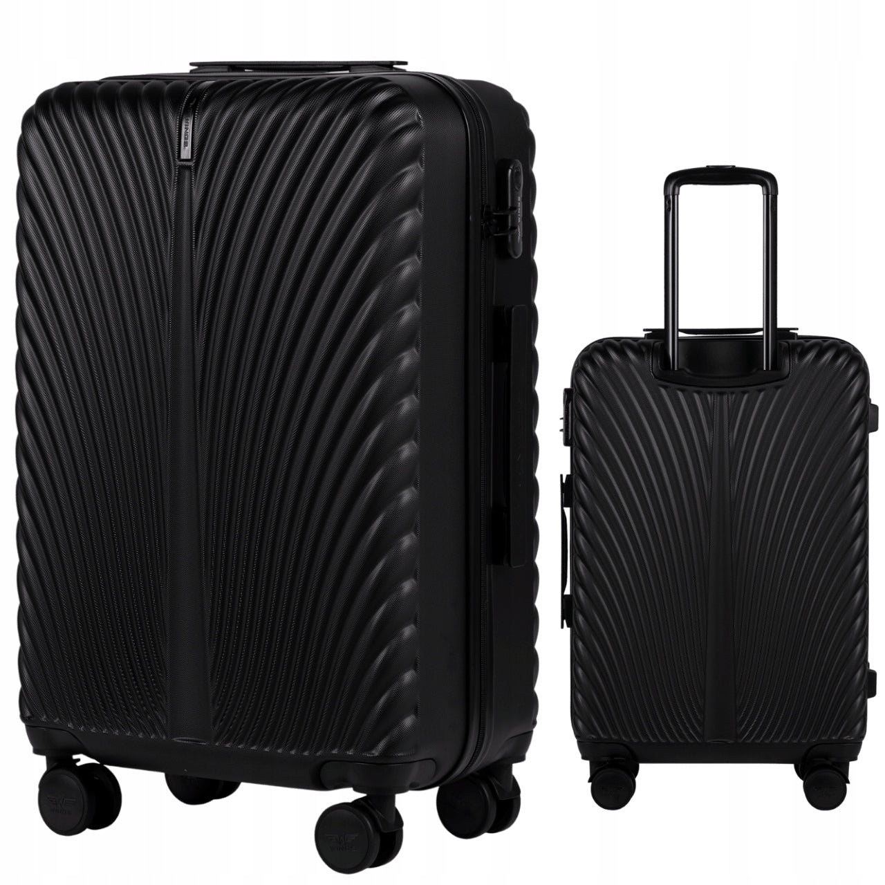 Travel case roomy black LUGGAGE XL on 4 double wheels WINGS