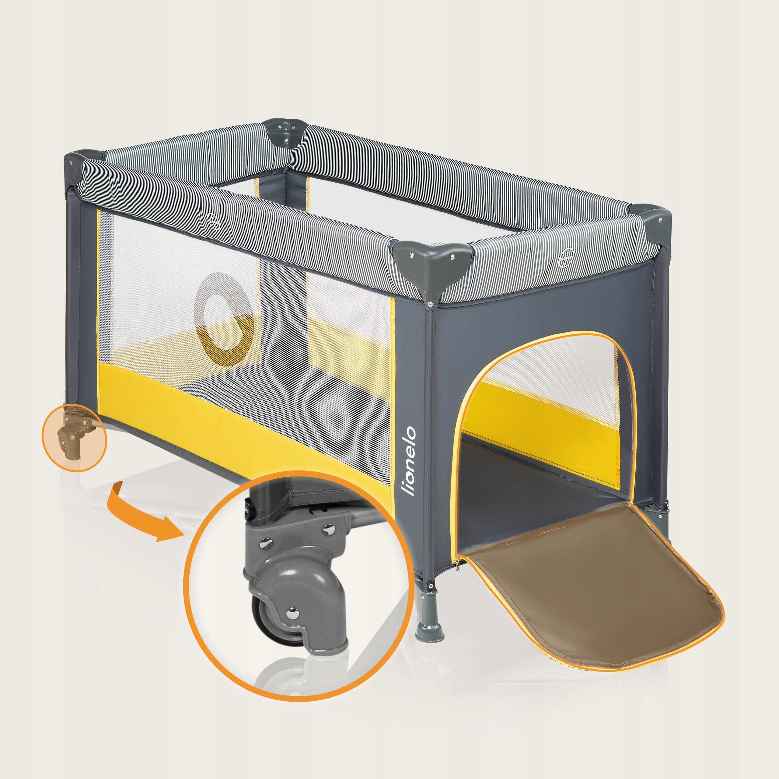 Travel cot playpen folding COMFORTABLE MATTRESS +BAG Lionelo Stefi Manufacturer code LO-STEFI YELLOW LEMON