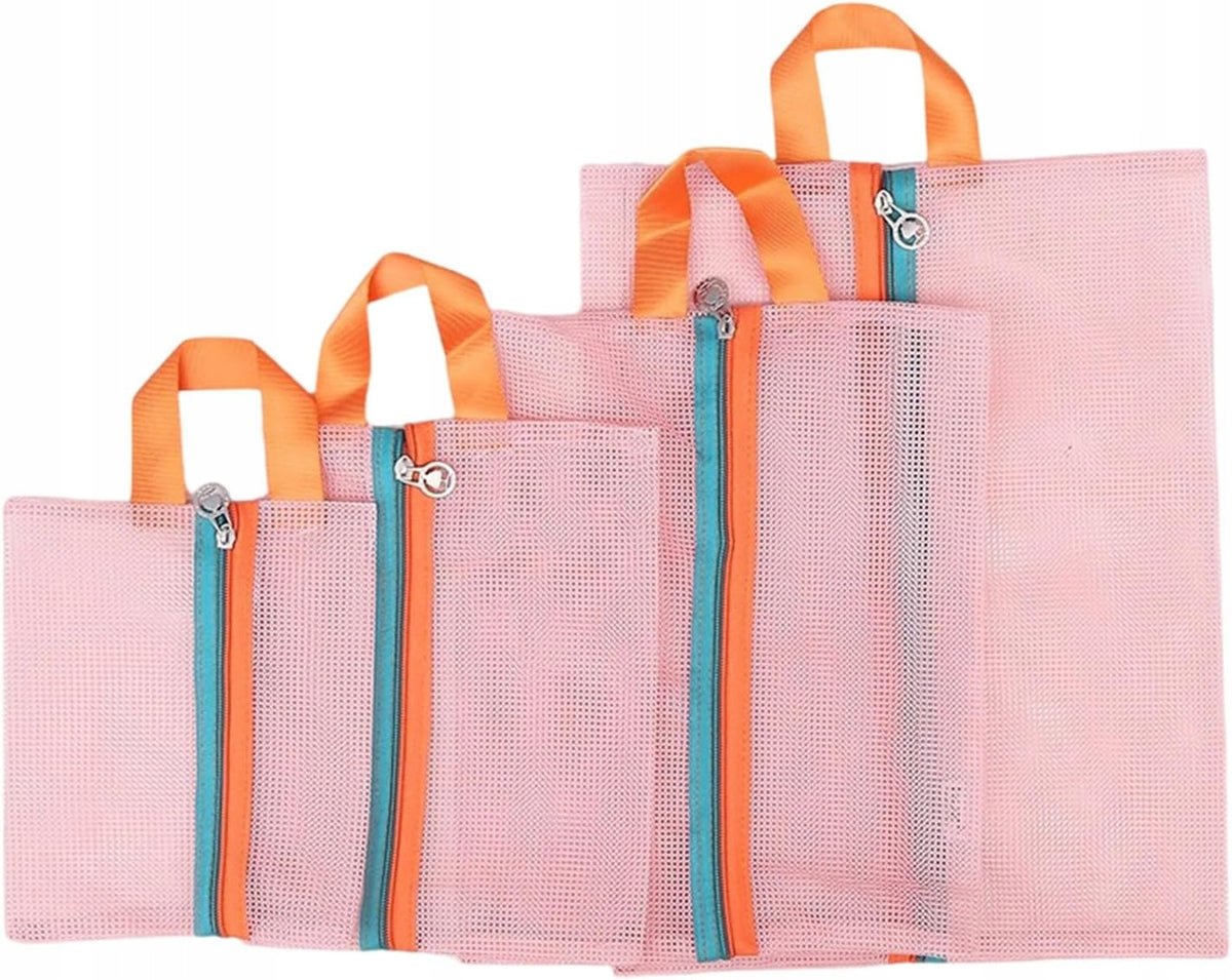Travel organizer for clothes case 4 piece mesh pink