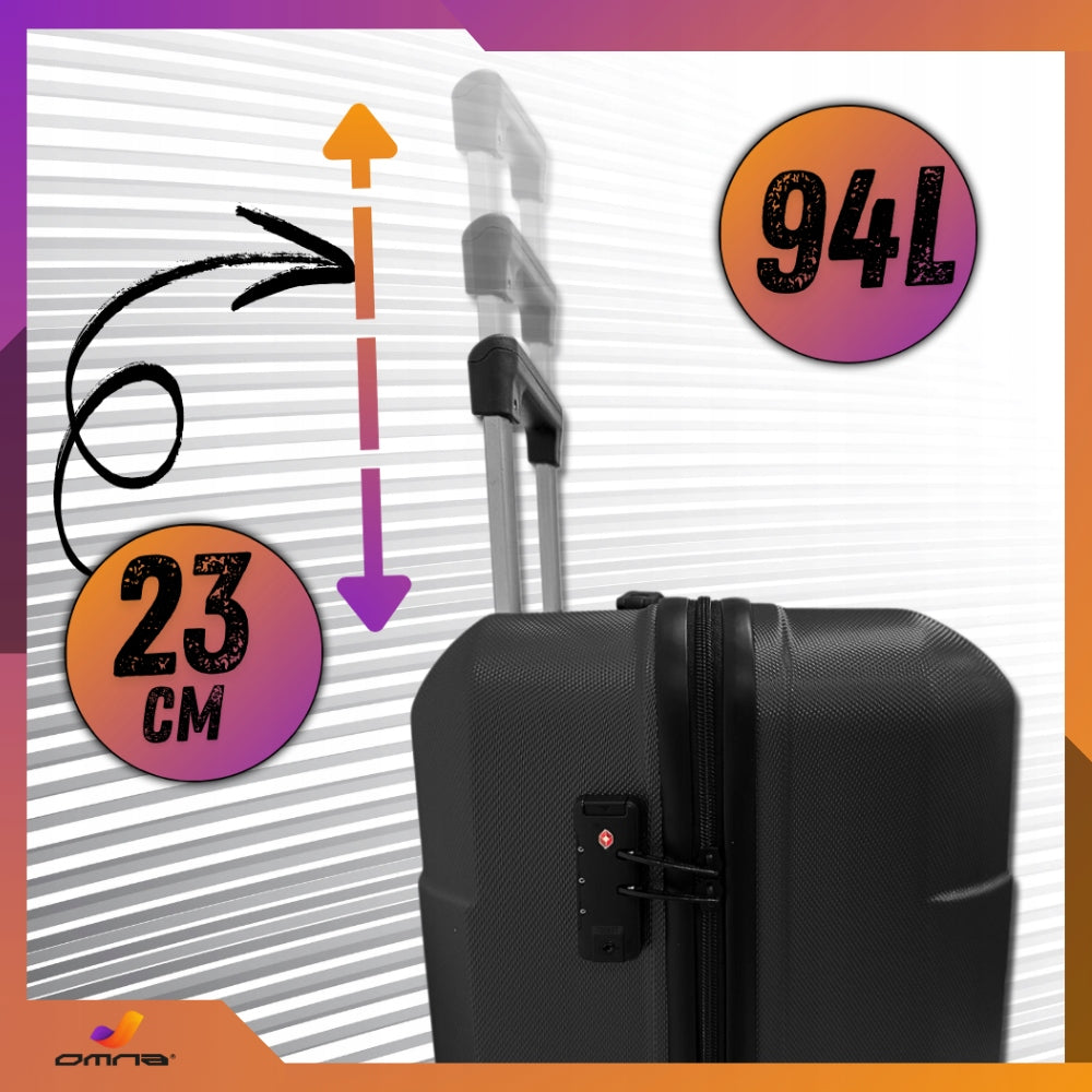 Travel suitcase large on wheels XXL ABS suitcases bag trunk wheels 94L Height 76 cm