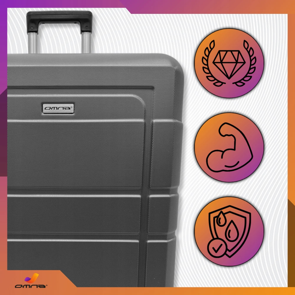 Travel suitcase medium on wheels XL cabin ABS suitcases bag wheels 63L Model NEVADA 63L SZARY
