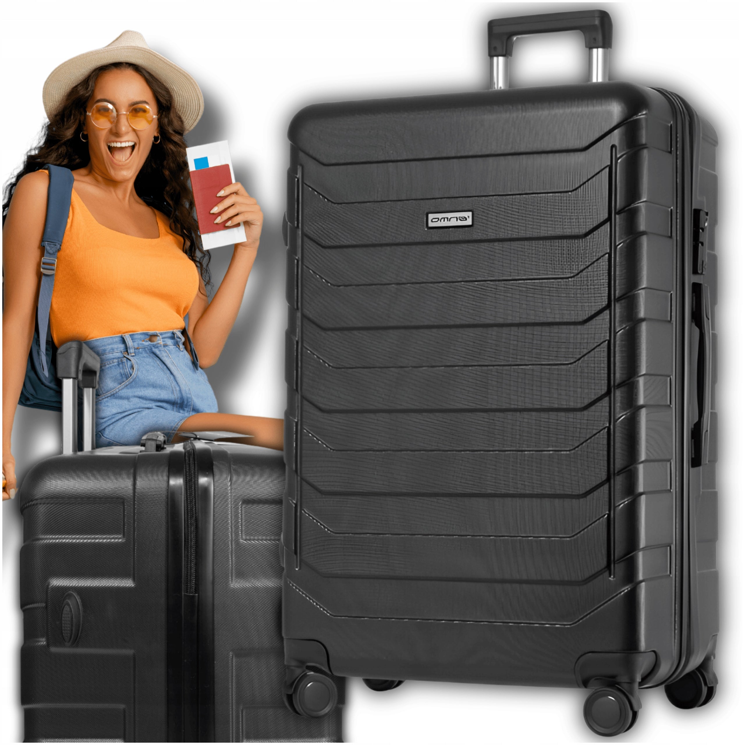 Travel suitcase on wheels medium XL polycarbonate case for children 63L