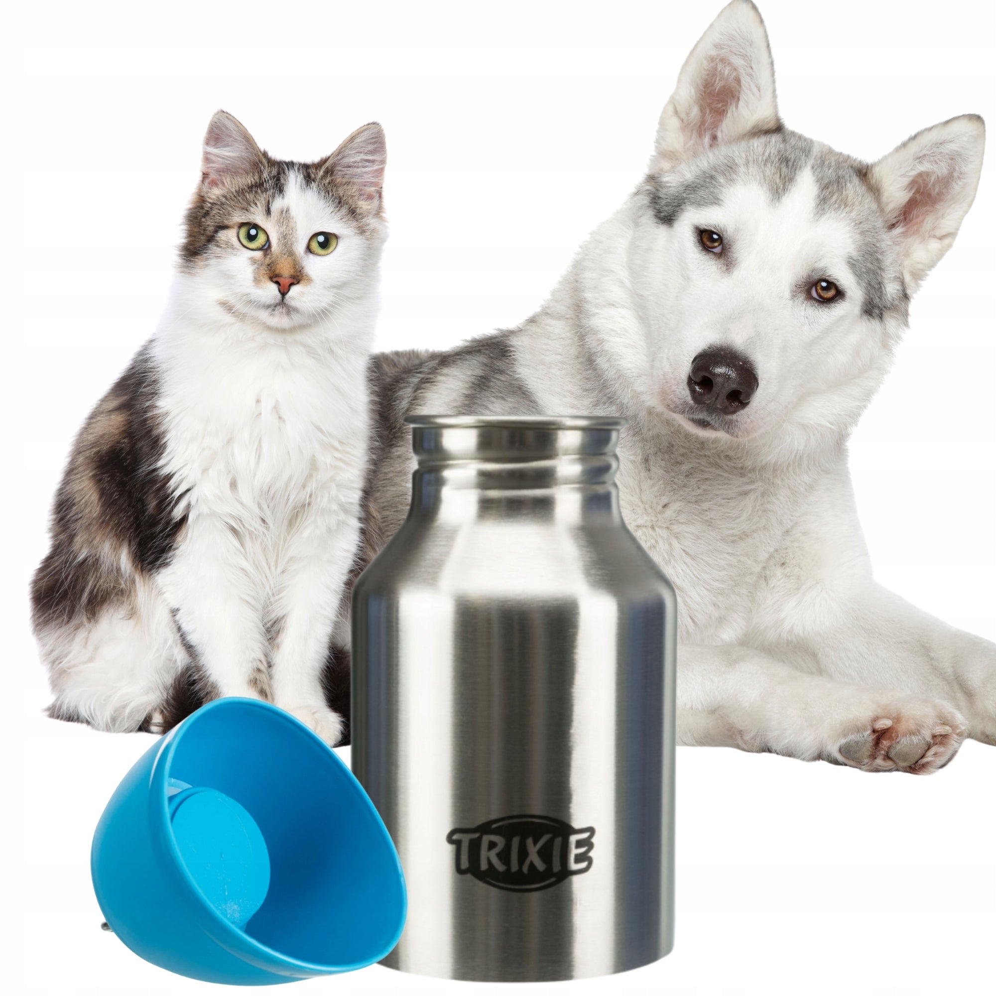 Travel water bottle with cat dog bowl 0,3l Trixie