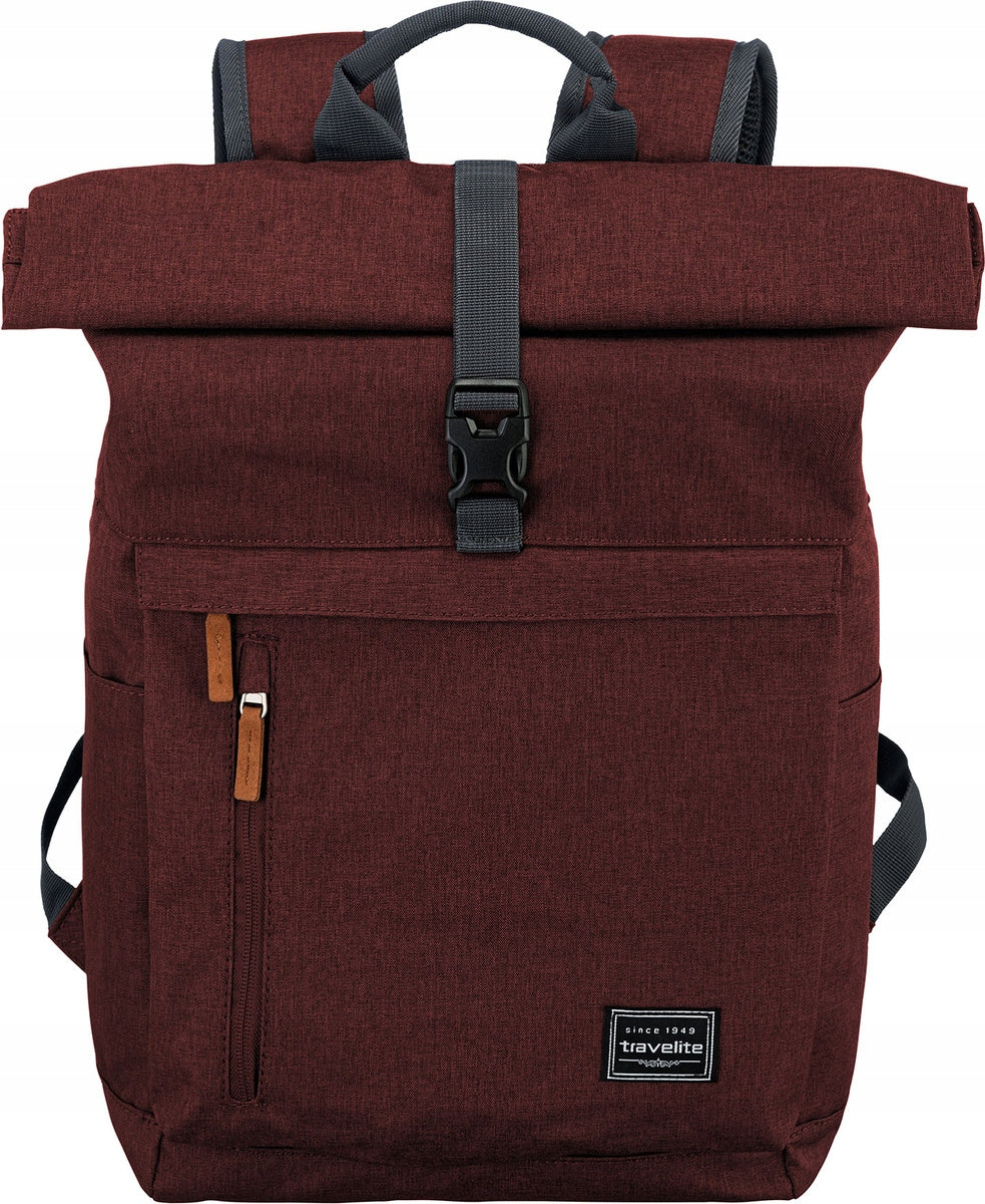 Travelite Basics Burgundy Rolled Backpack Brand Travelite