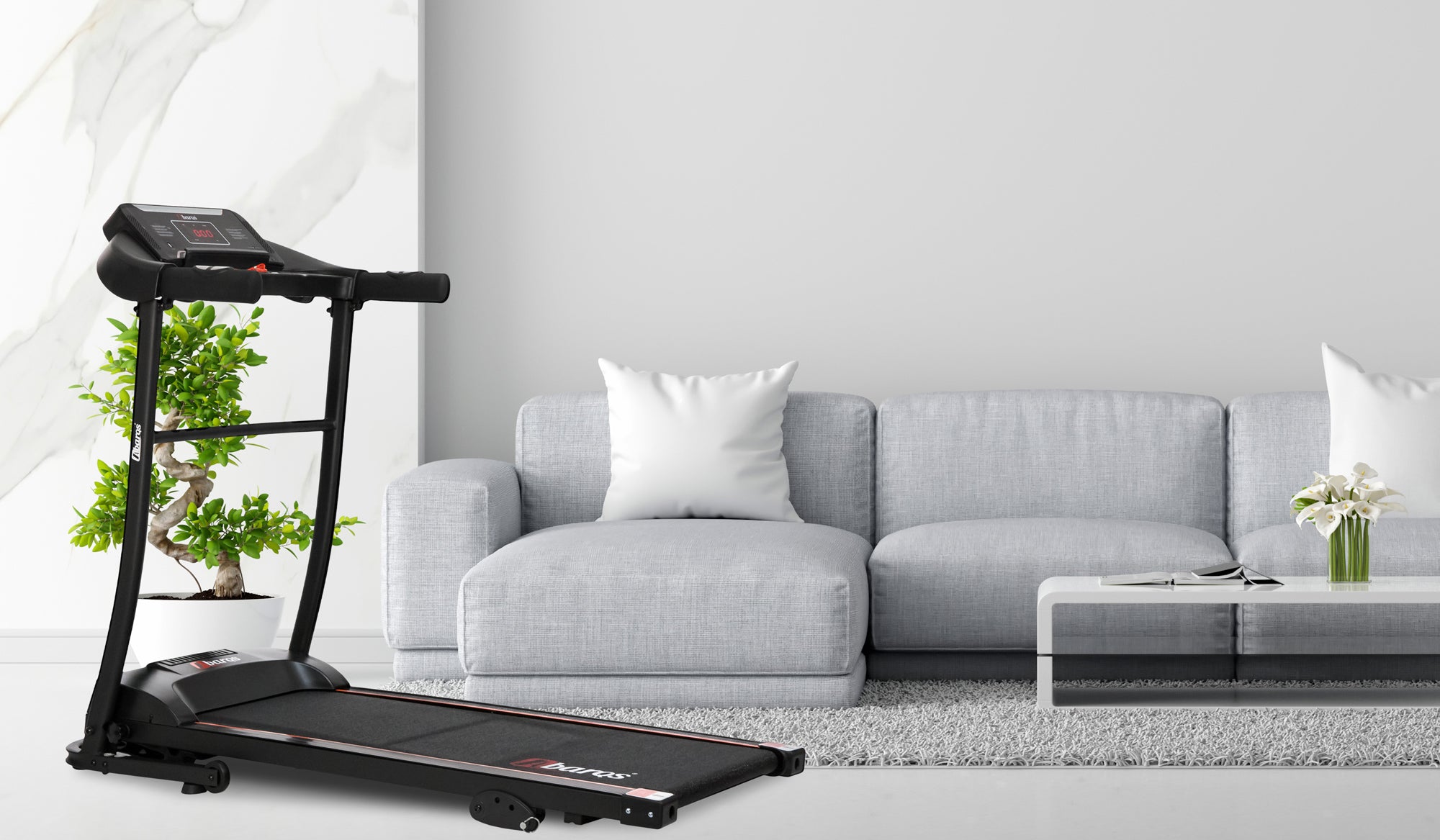 Treadmill 12km/H electric with water bottle holder tablet belt 40cm 110kg AbarQs Maximum user weight 110 kg