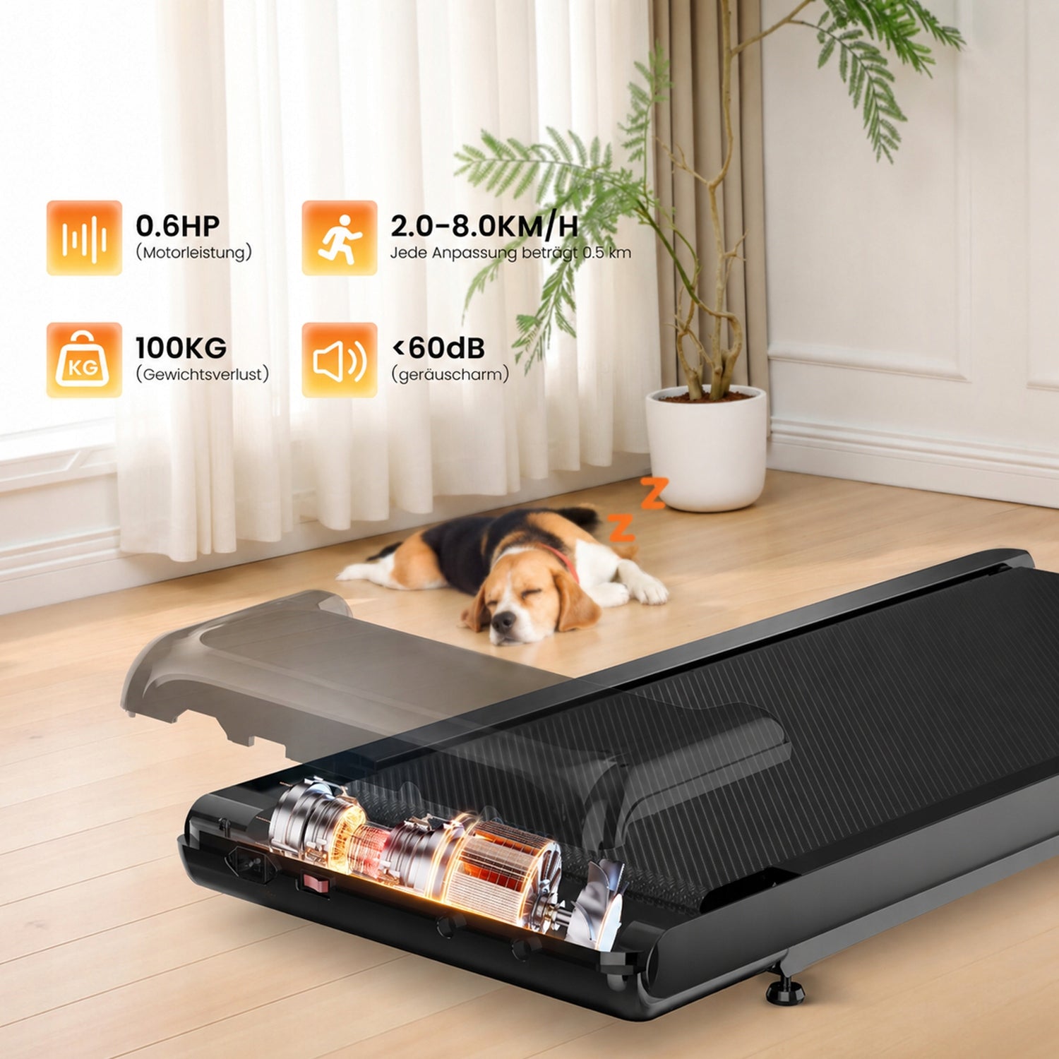 Treadmill 2–8 km/h Detachable Handlebar Walking Pad with 8% Incline, Remote Packaging status original