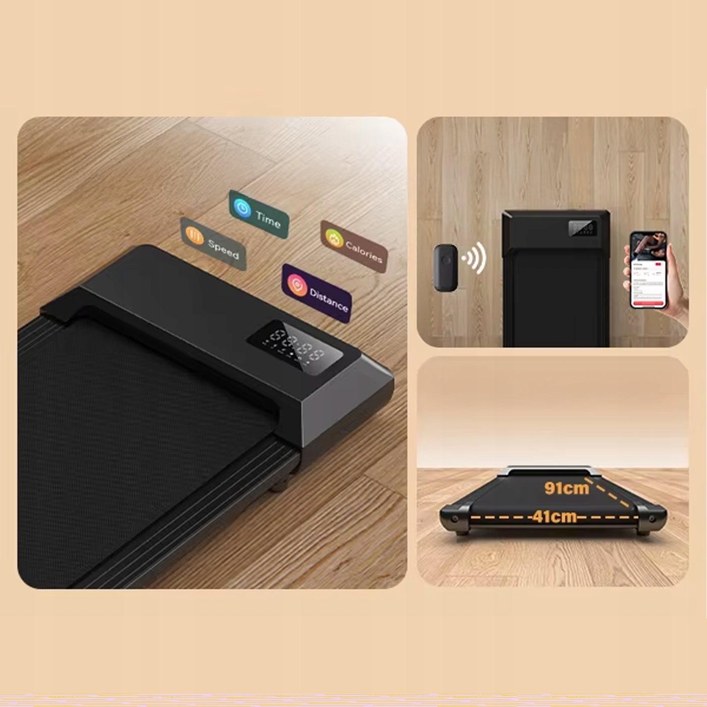 Treadmill 2in1 Walking Pad 2.5KM 136kg APP Bluetooth Remote Control Quiet Desk Kind electric