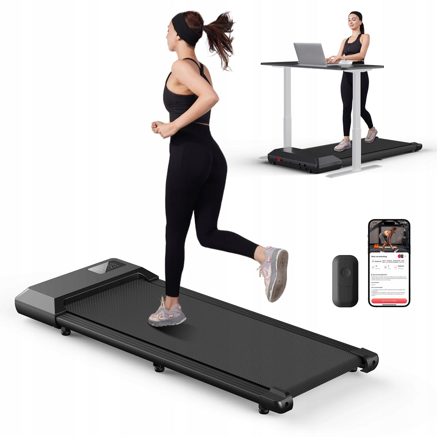 Treadmill 2in1 Walking Pad 2.5KM 136kg APP Bluetooth Remote Control Quiet Desk Manufacturer code Ultra-cienka Bieżnia 2w1