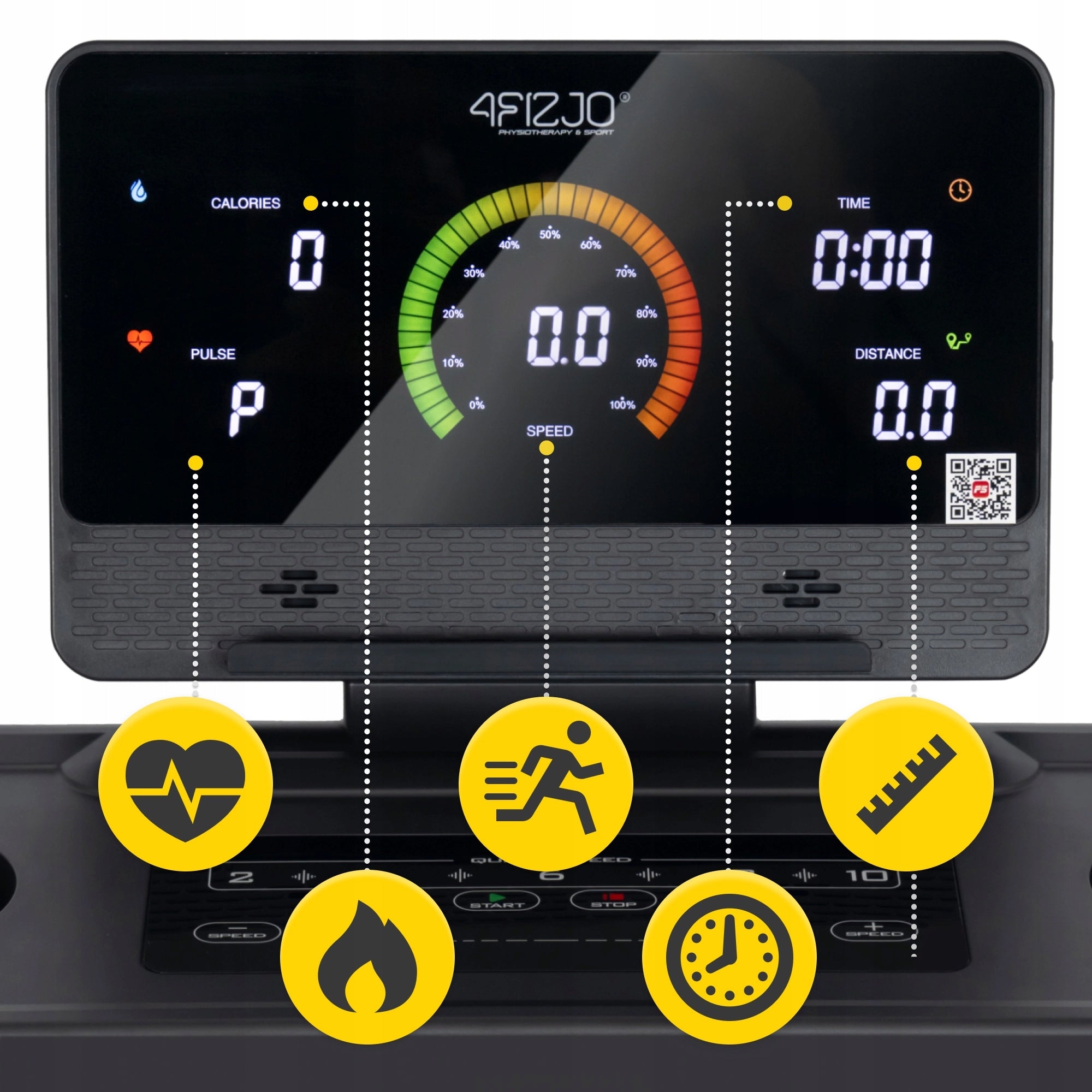 Treadmill Electric Home Training Application Fast up to 16 km/h Measurements training duration distance speed pulse burned calories