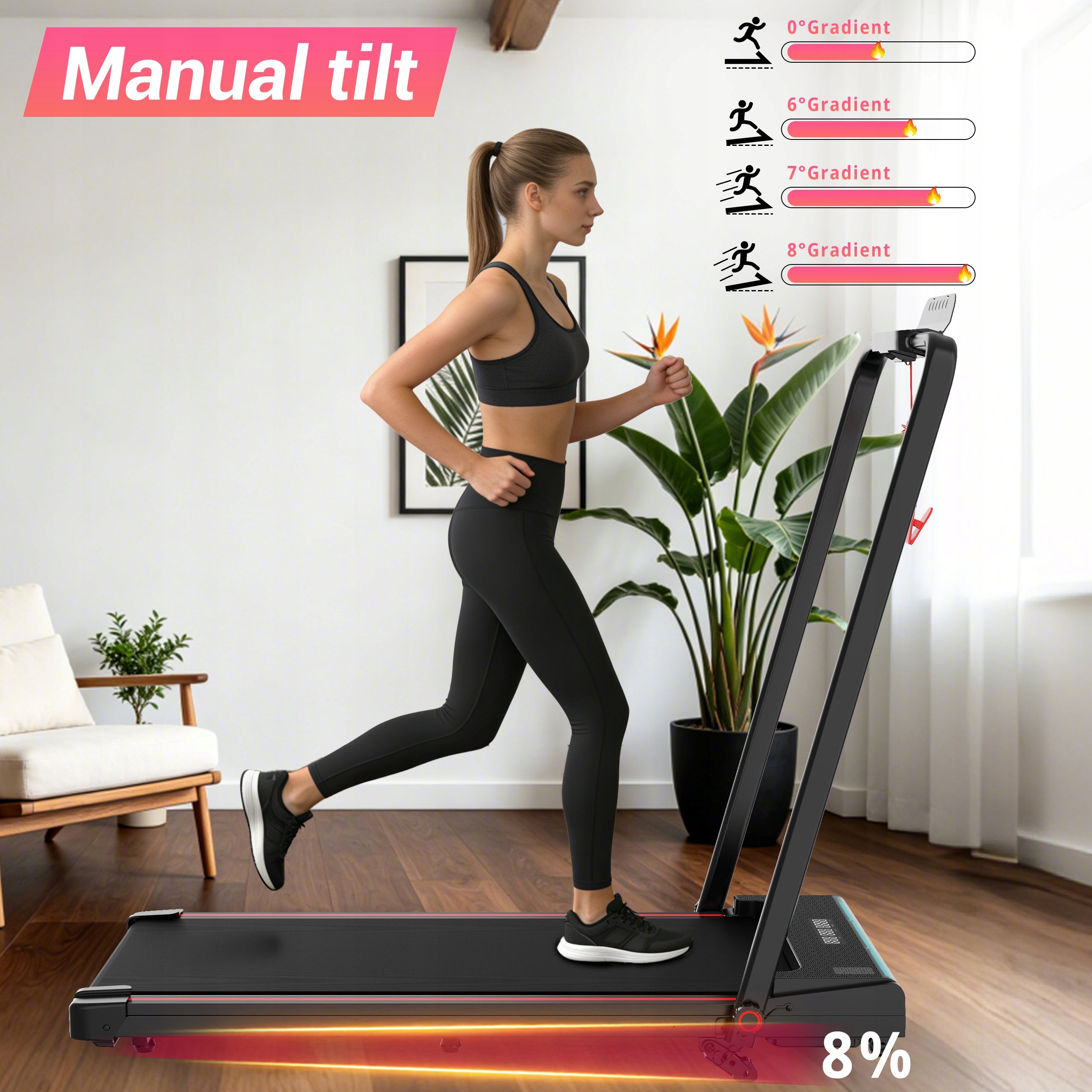 Treadmill Folding Home Electric Flat Under Bed 1-12km/h 3 Gradient Armrest Brand CITYSPORTS PRO