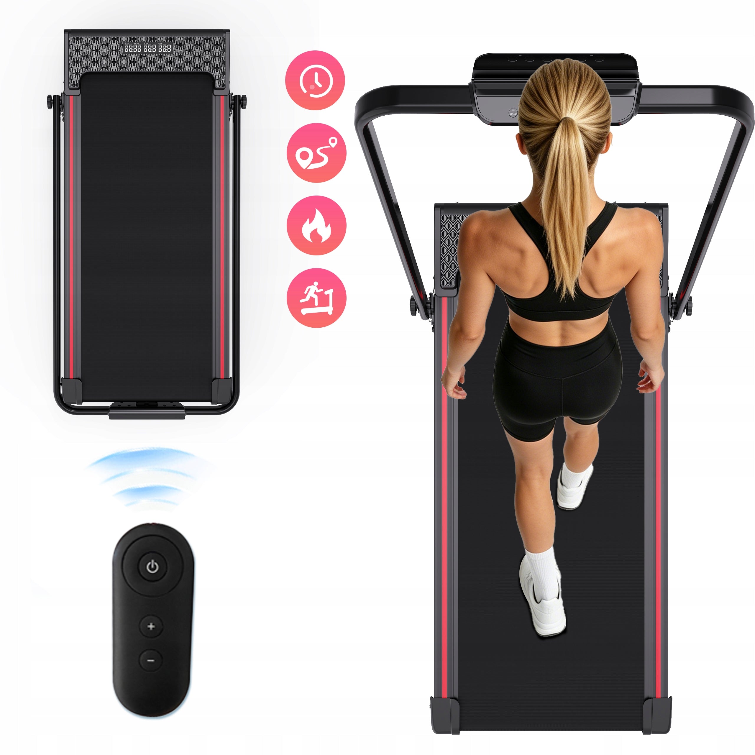 Treadmill Folding Home Electric Flat Under Bed 1-12km/h 3 Gradient Armrest