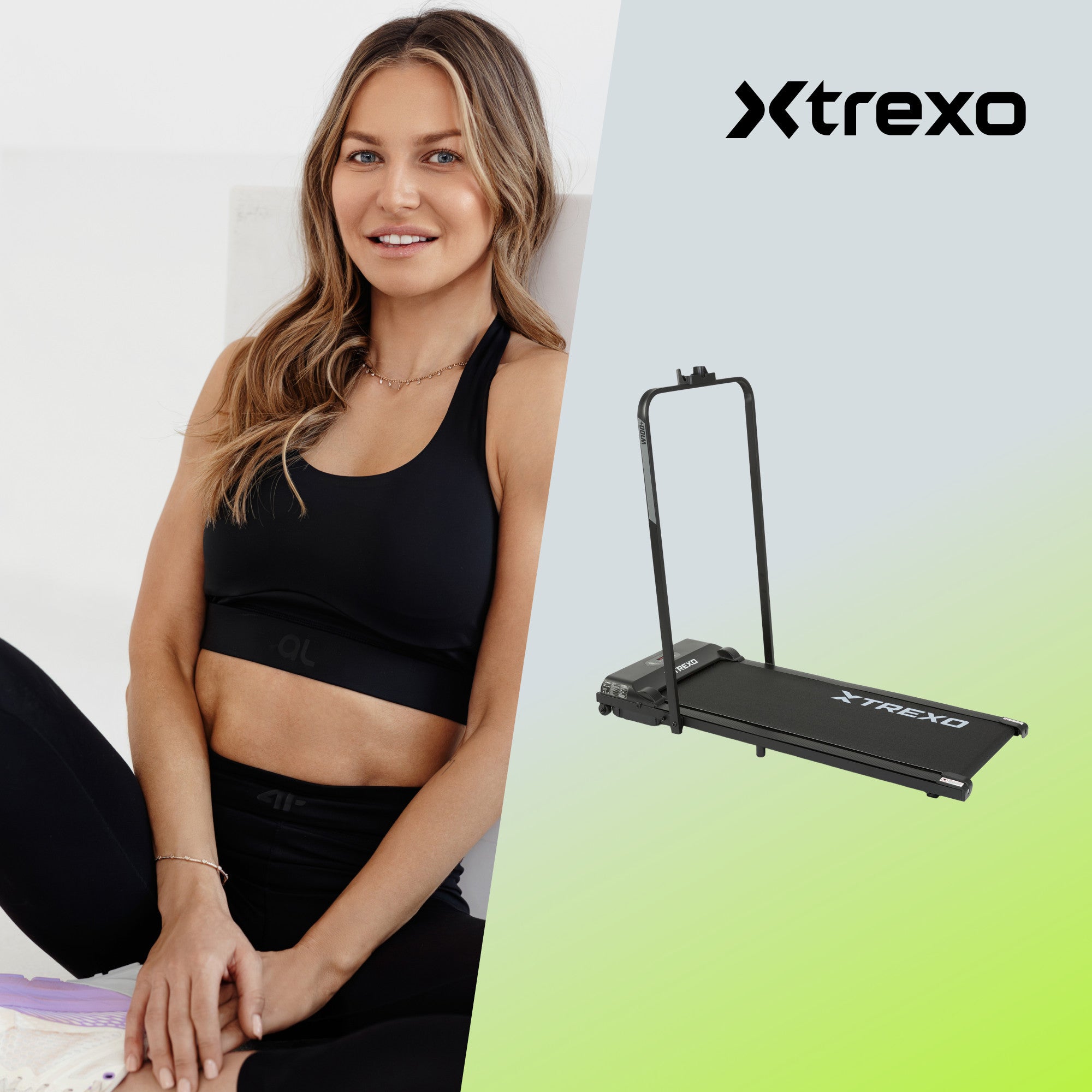 Treadmill XTREXO W100+ black compact, foldable quiet, with shock absorption 6 km/h Manufacturer code TXO-B5Y057-BK