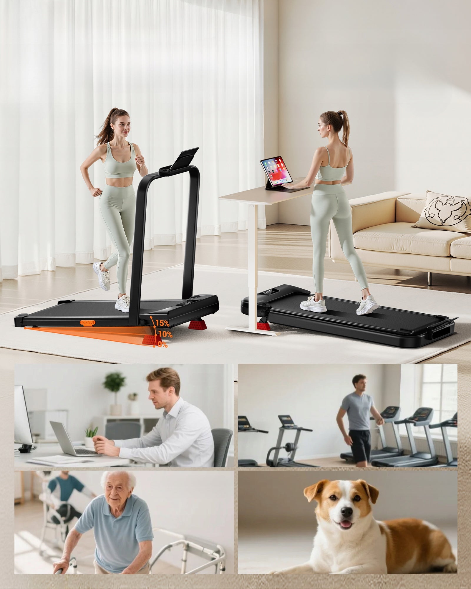 Treadmill for home use Walking plate with inclination 10 km/h Brand no brand