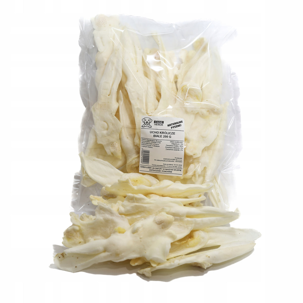 Treat EAR RABBIT WHITE 200g Teether Dog Treat Ears Rabbit 0,2kg Manufacturer code UCKRB12100