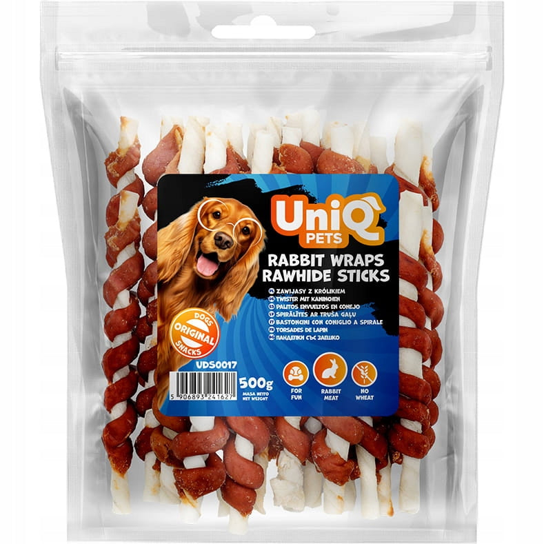 Treat, dog snack Sticks Wraps with Rabbit UniQ Pets 500g Flavor rabbit