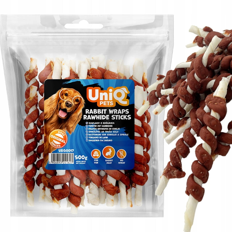 Treat, dog snack Sticks Wraps with Rabbit UniQ Pets 500g
