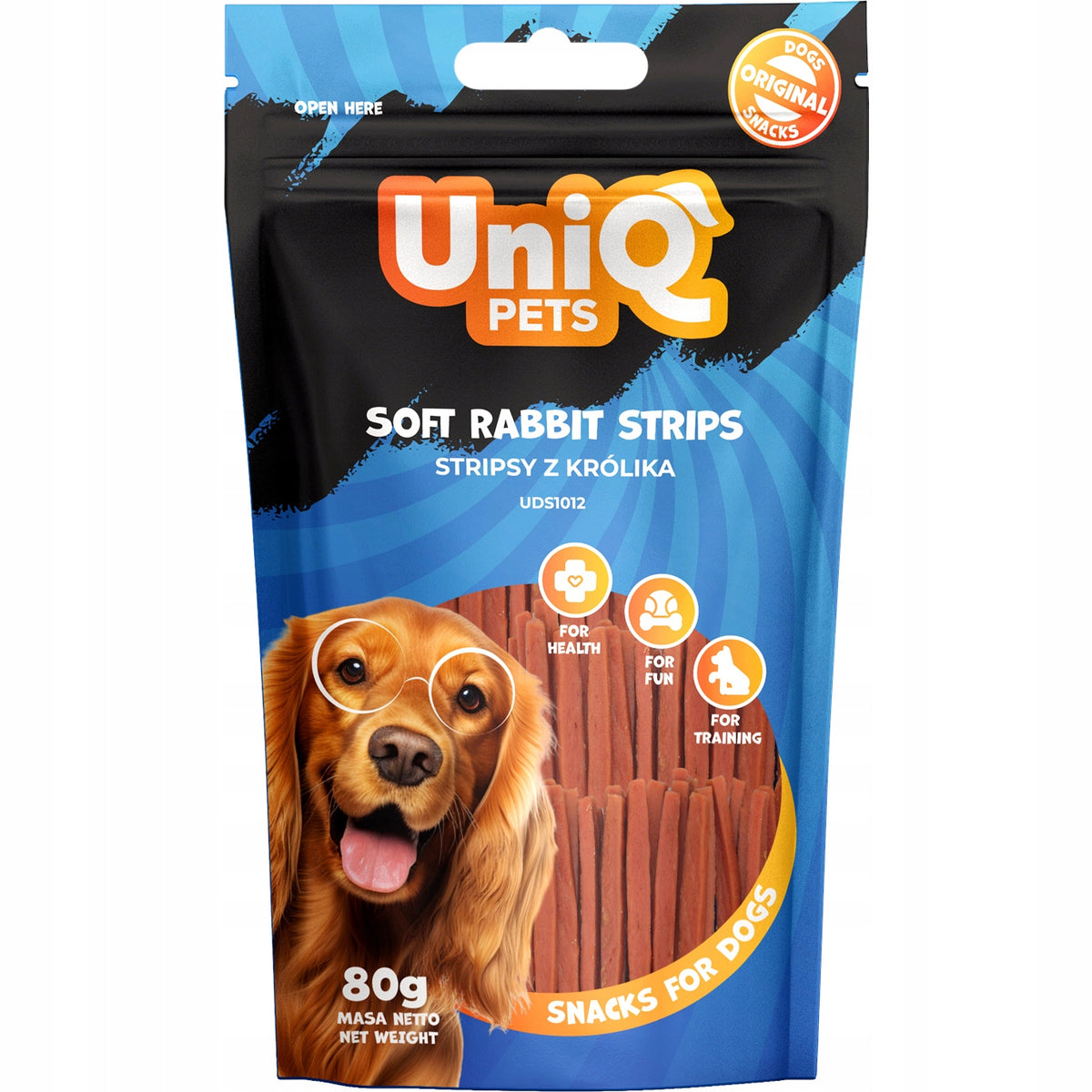 Treat, dog snack Strips with Rabbit UniQ Pets 80g Flavor rabbit