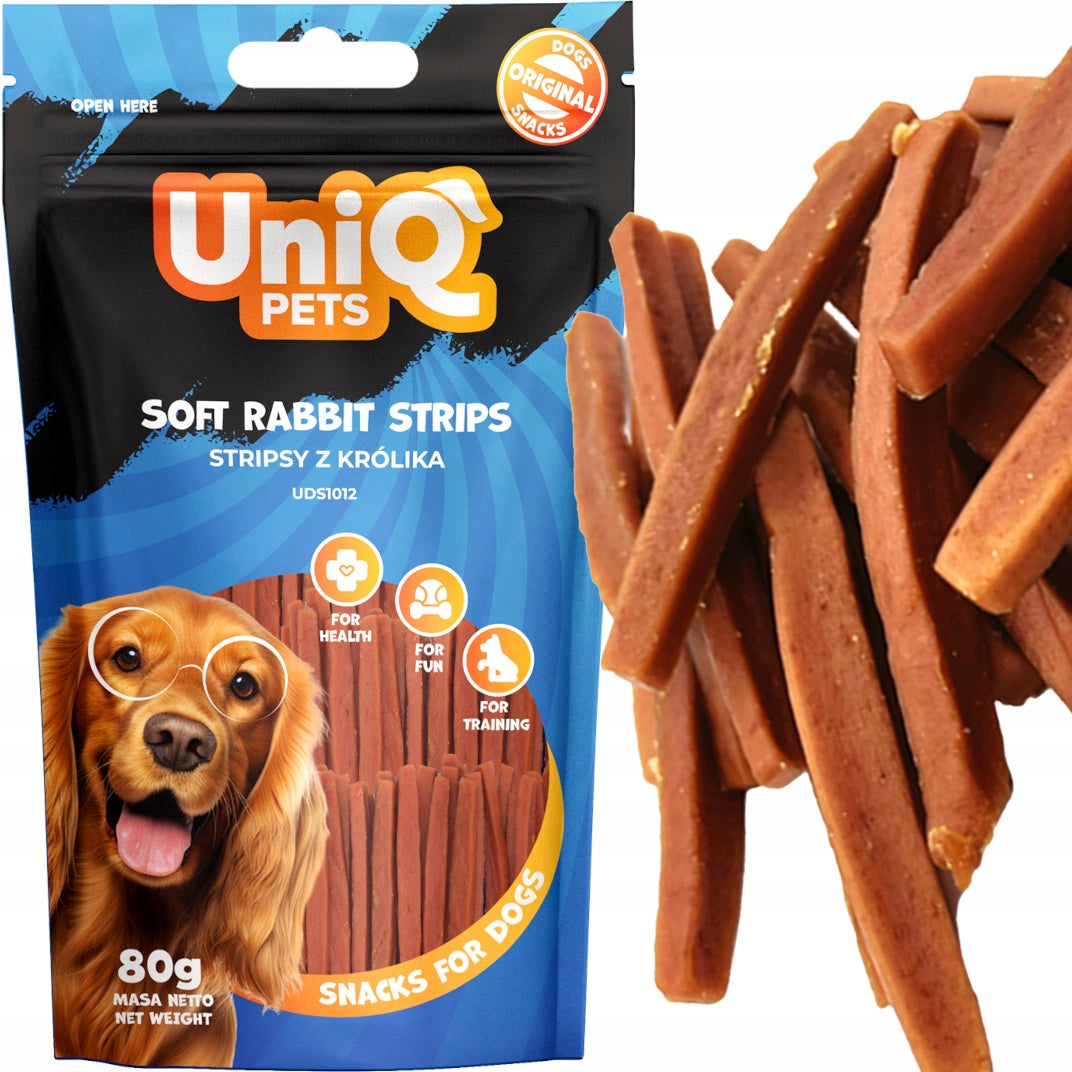 Treat, dog snack Strips with Rabbit UniQ Pets 80g