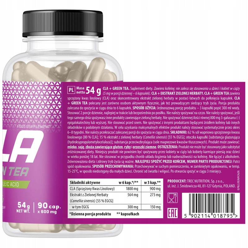 Trec CLA + GREEN TEA 90 kaps NATURAL HEALTHY SLIMMING FAT BURNER EAN (GTIN) 5902114018795