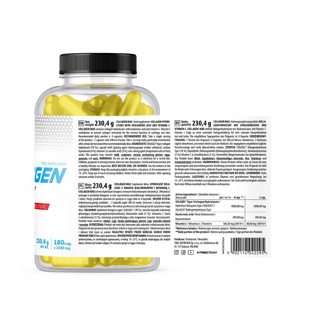 Trec Collagen Max Healthy Skin Hair Nails Strong Joints 180 kaps Expiration date at least 1 year from the date of purchase