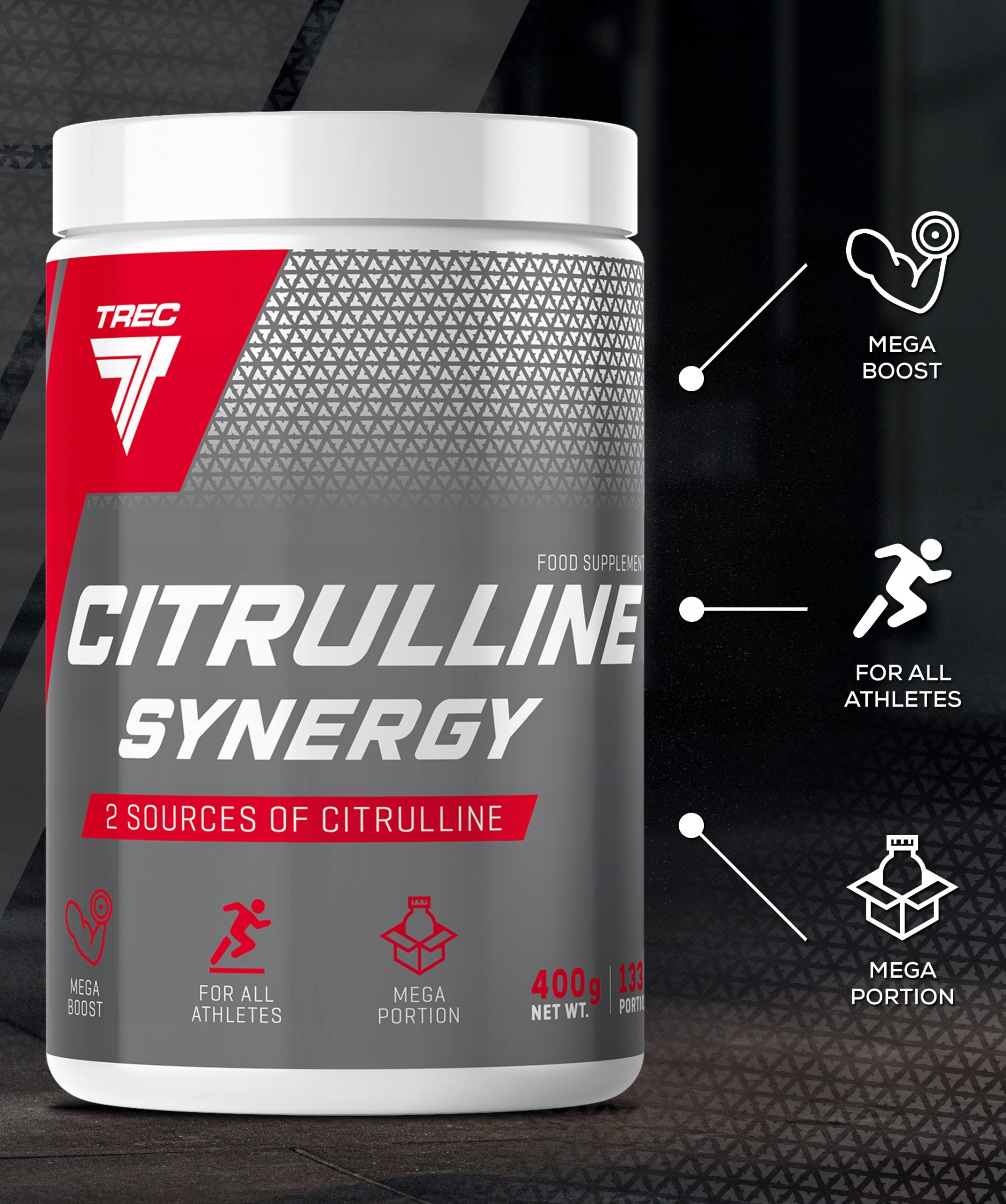 Trec L-Cytrullina Pre-workout CITRULLINE SYNERGY 133 servings pump force Expiration date at least six months from the date of purchase