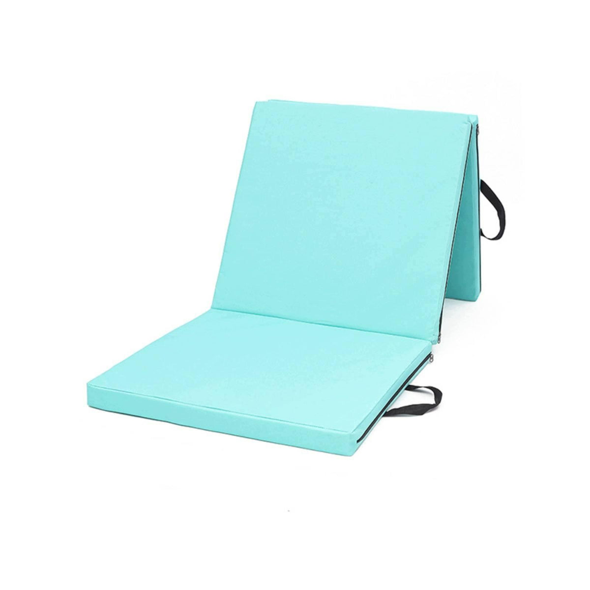 Tri Fold Exercise Mat with Carrying Handles Compact for Mind Light Green