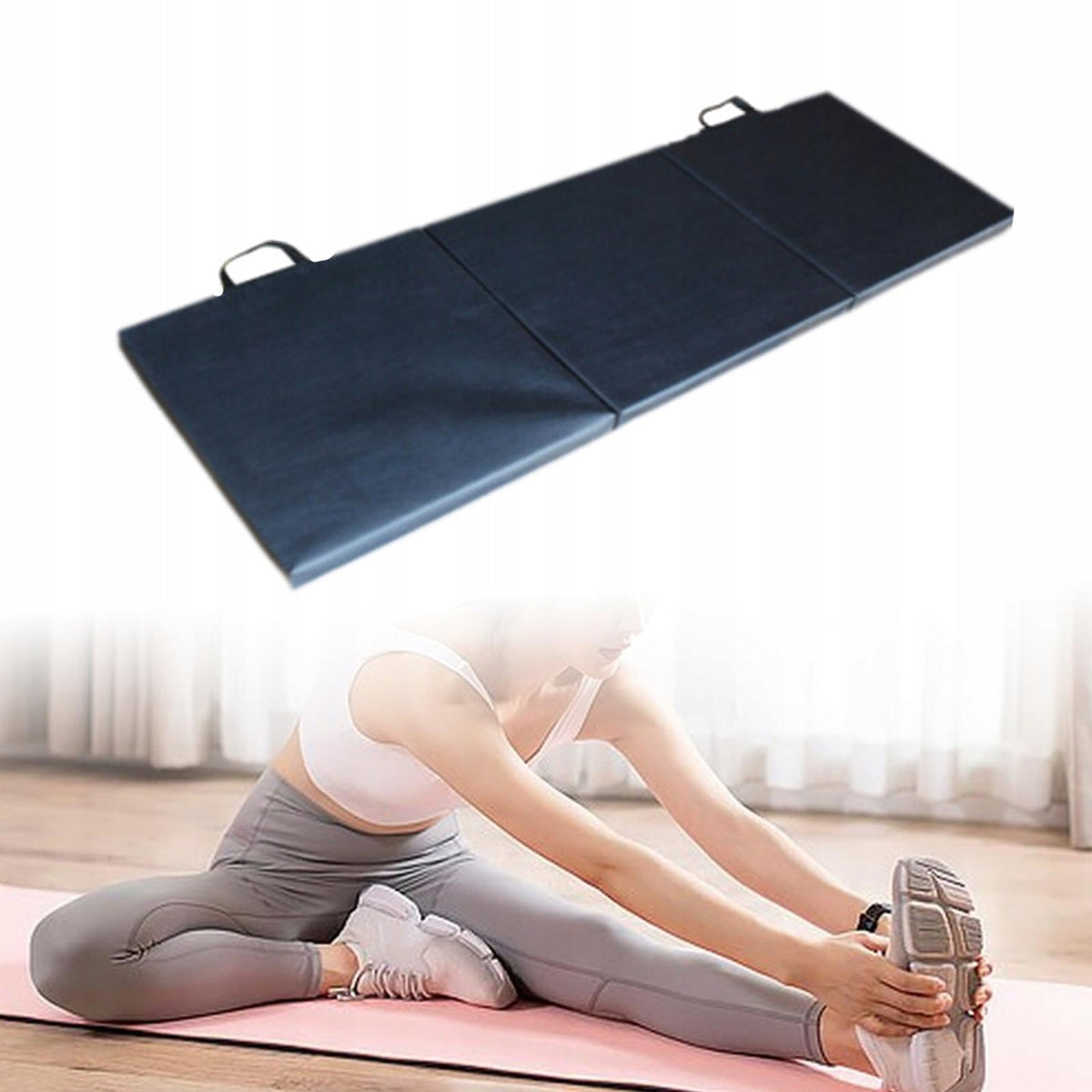 Tri Fold Folding Exercise Mat Lightweight Mma Protective Flooring Black