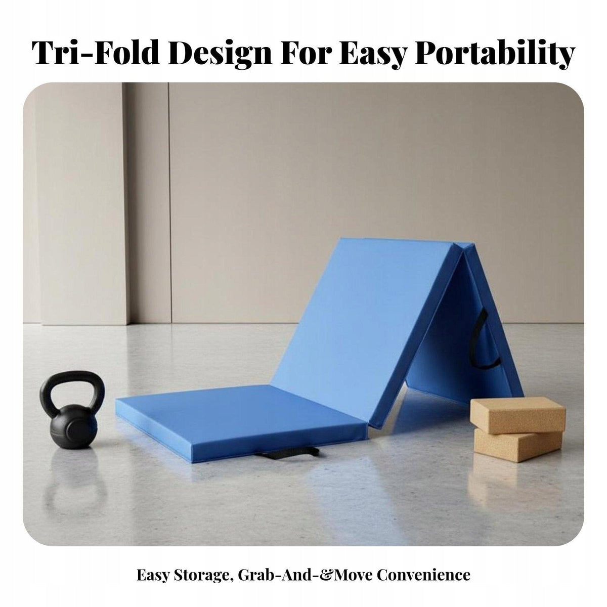 Tri Fold Tumbling Mat Foldable Design Tri Fold exercise Mat Thick Black Brand no brand