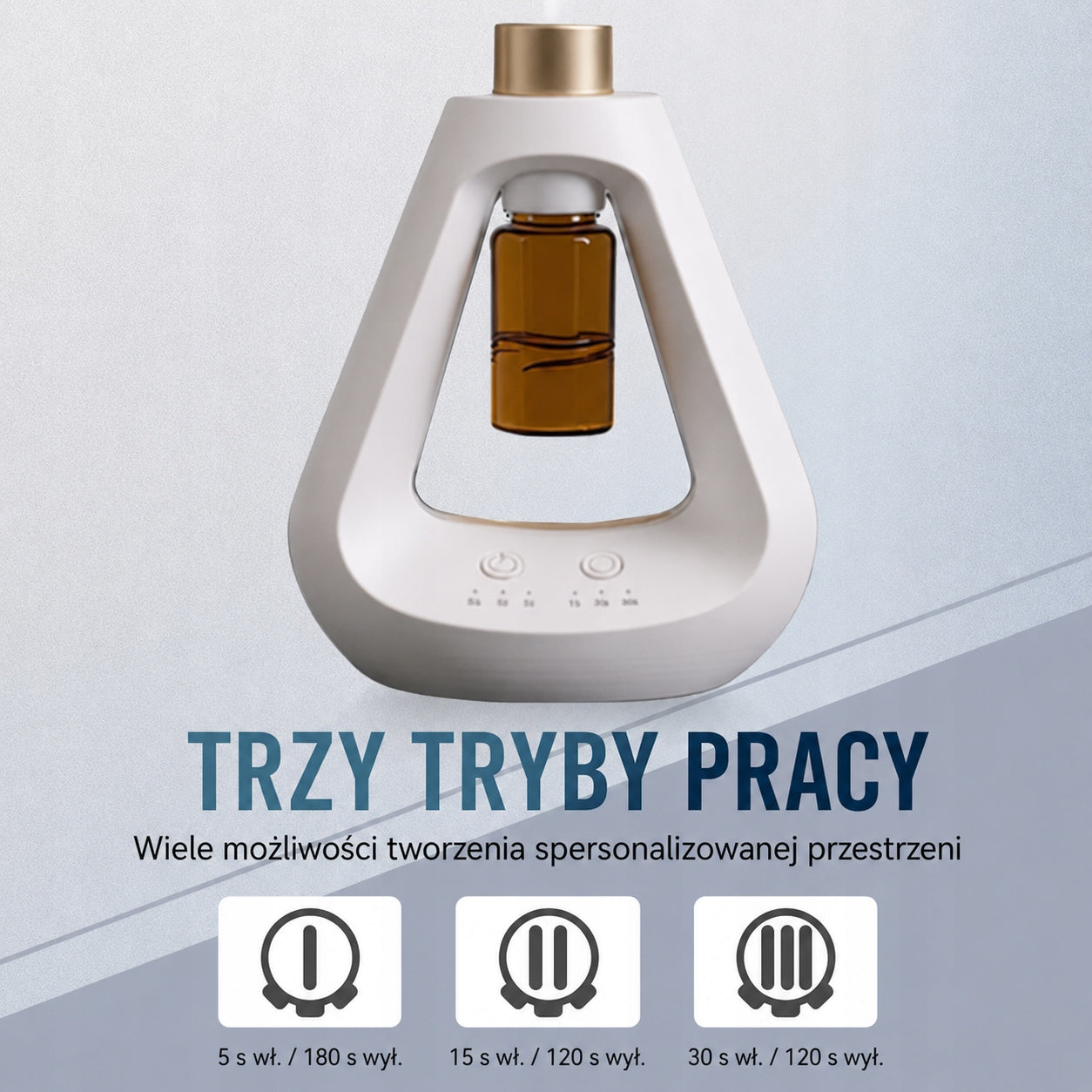 Triangle Anhydrous Essential Oil Nebulizer Diffuser with Timer White Dominant color white