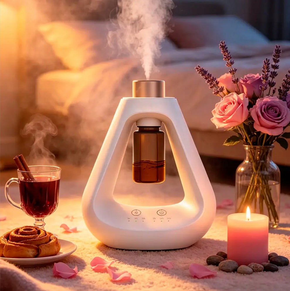 Triangle Anhydrous Essential Oil Nebulizer Diffuser with Timer White Type aromatizer