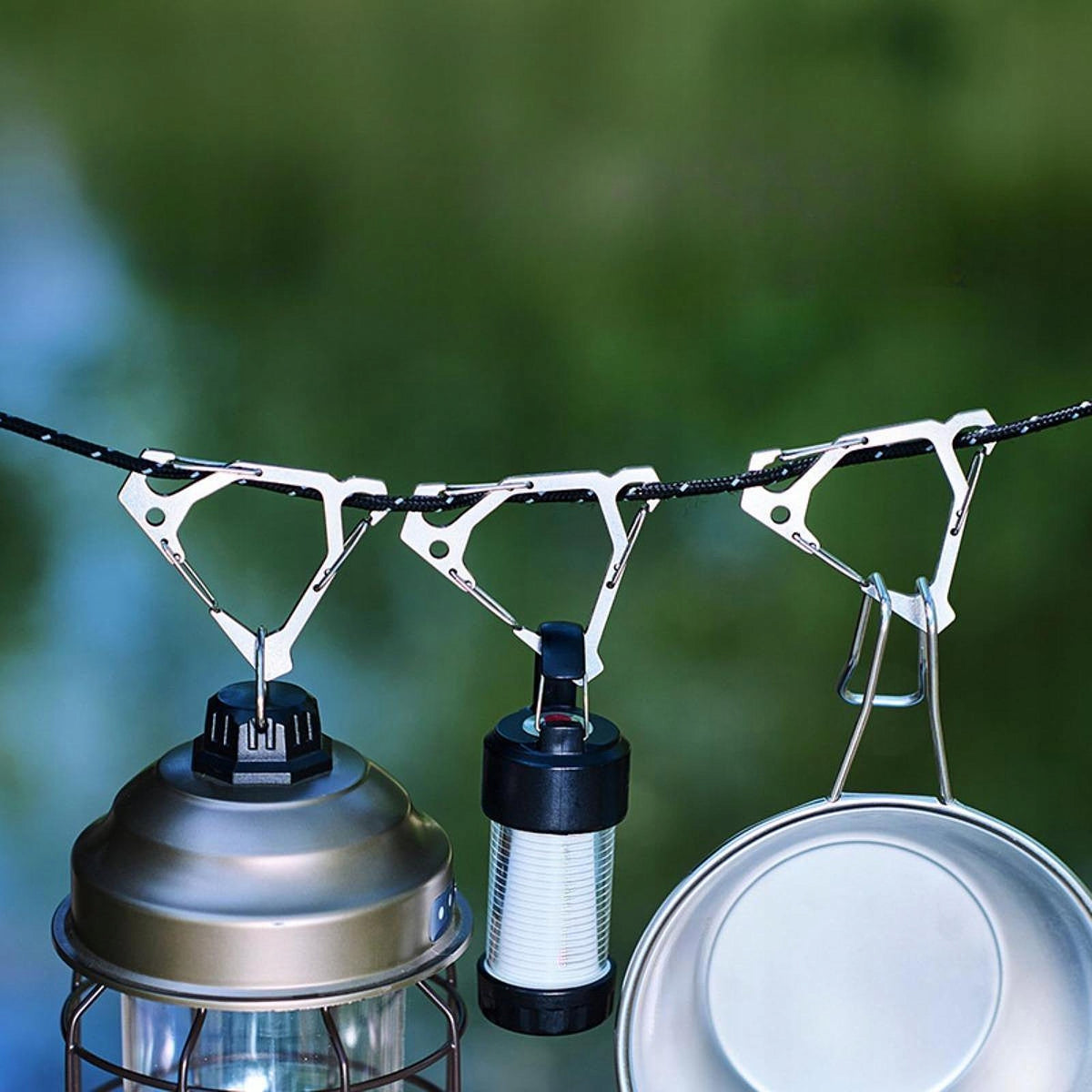 Triangle Hanging Hook Multipurpose Triangle Hook Holder Camping Argent Packaging status original