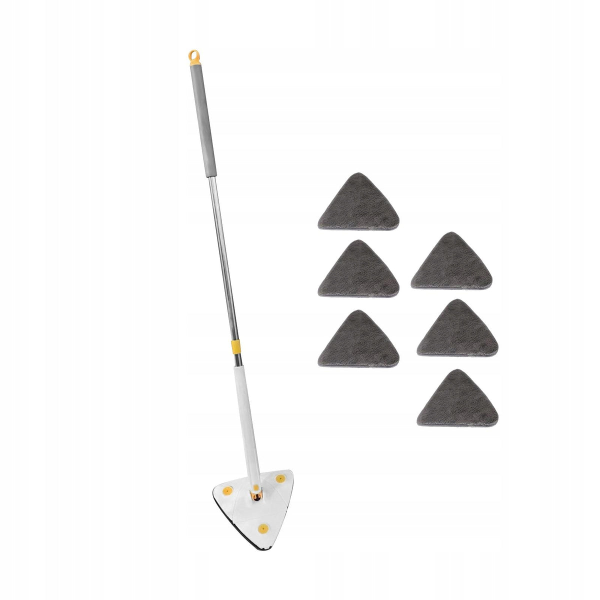 Triangle Mop Adjustable 360 Degree Rotatable Replacement White with 6 mops