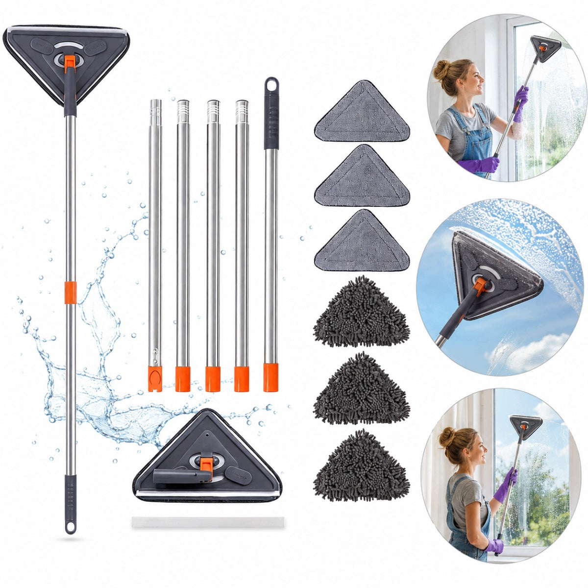 Triangle Mop Rotary 360° For Window Cleaning Window/Ceiling,TELESCOPIC MOP 215 cm