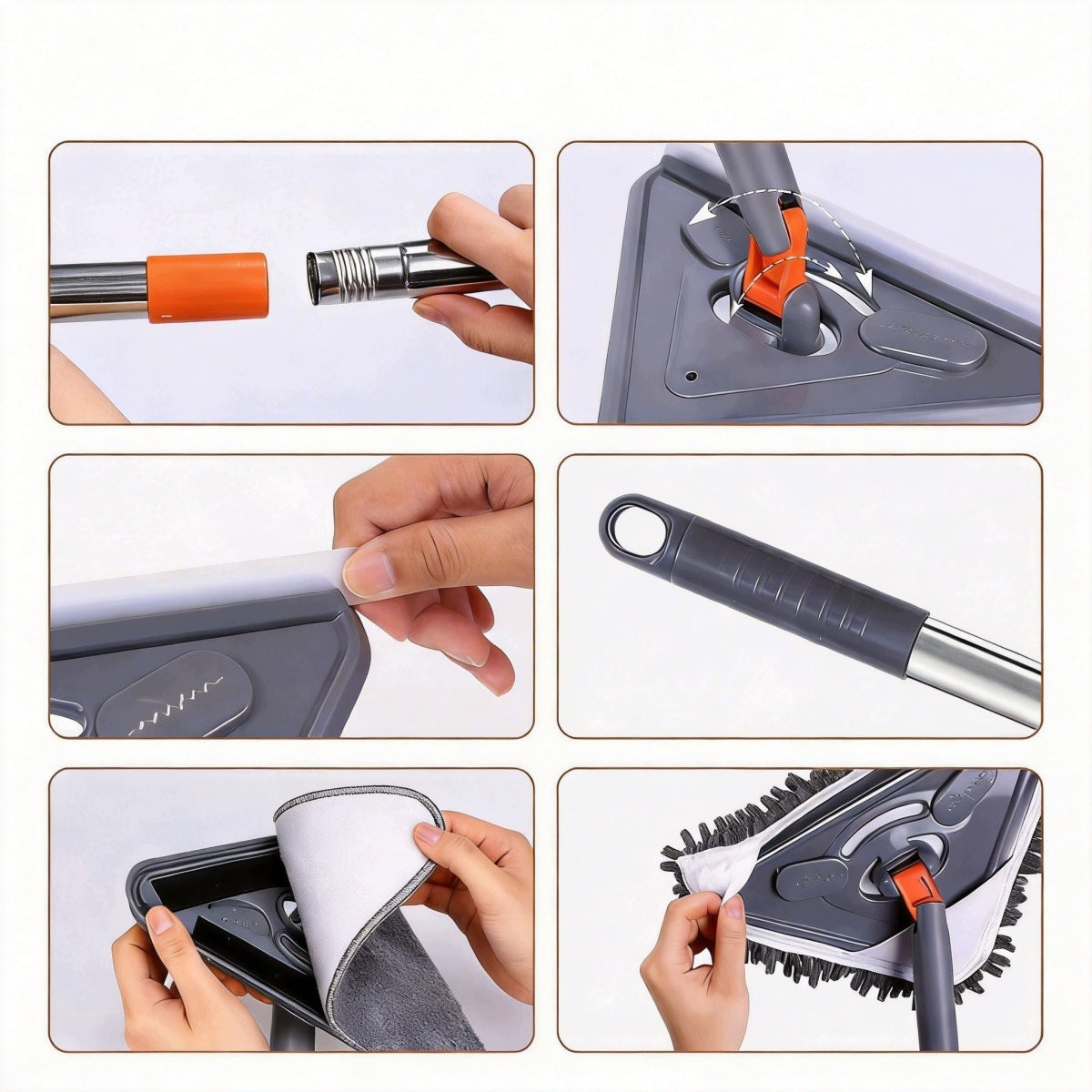 Triangle Mop with Long Handle, Triangle Mop 360 Degree for Cleaning Brand no brand