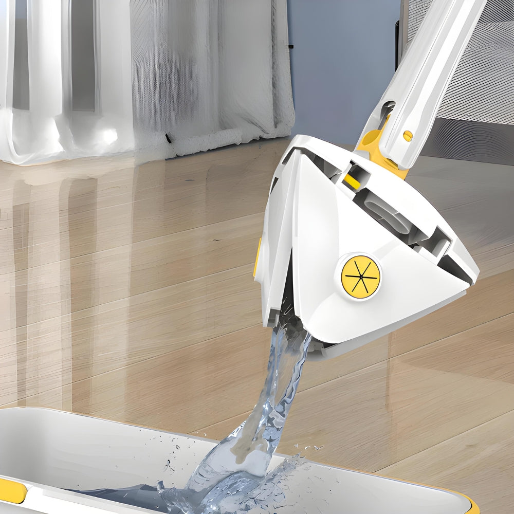 Triangular Flat Rotary Mop with Telescopic Squeezer 3 Tile Caps Packaging status original