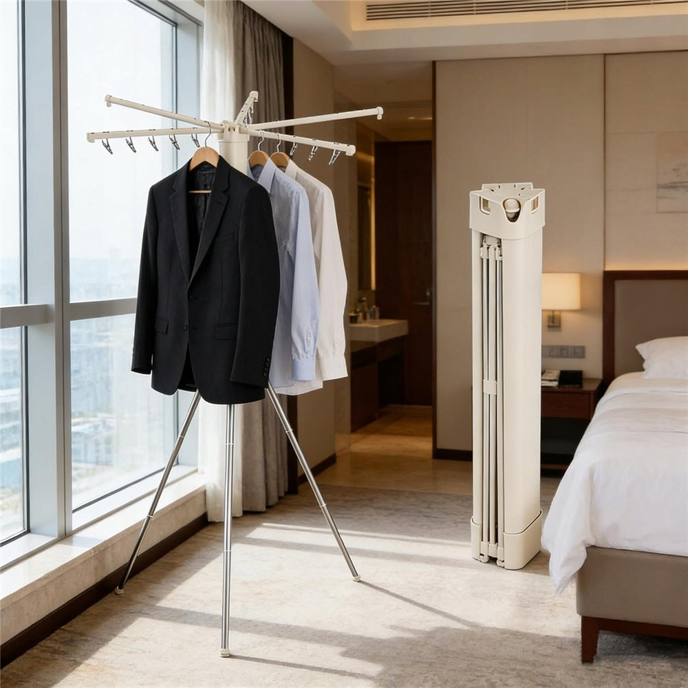 Triangular Portable Dying Racks Foldable Beige Hanger with Dying Clips Product weight with unit packaging 1 kg