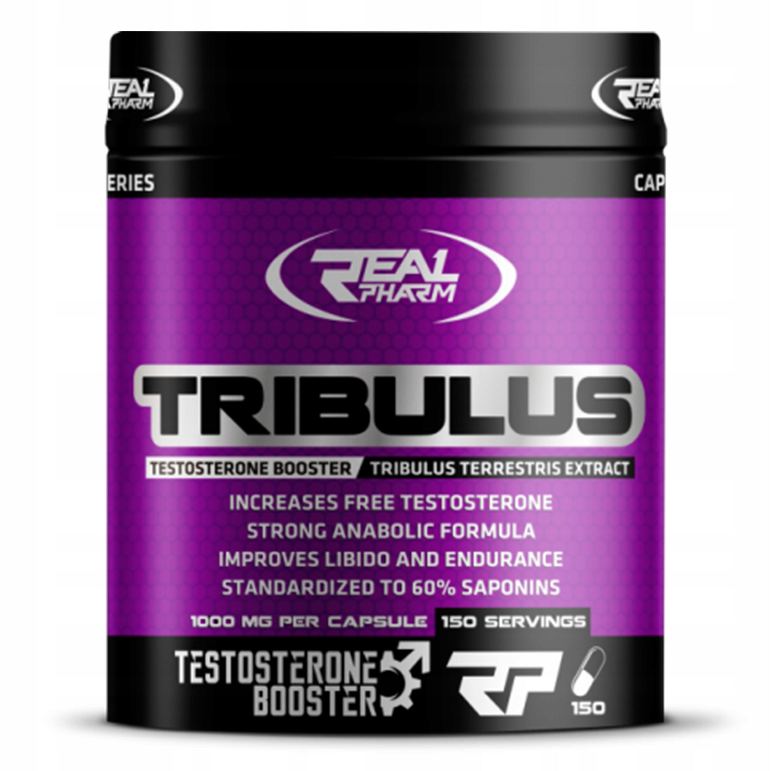 Tribulus Terrestris 1000mg REAL PHARM 150caps Testosterone Strength Libido