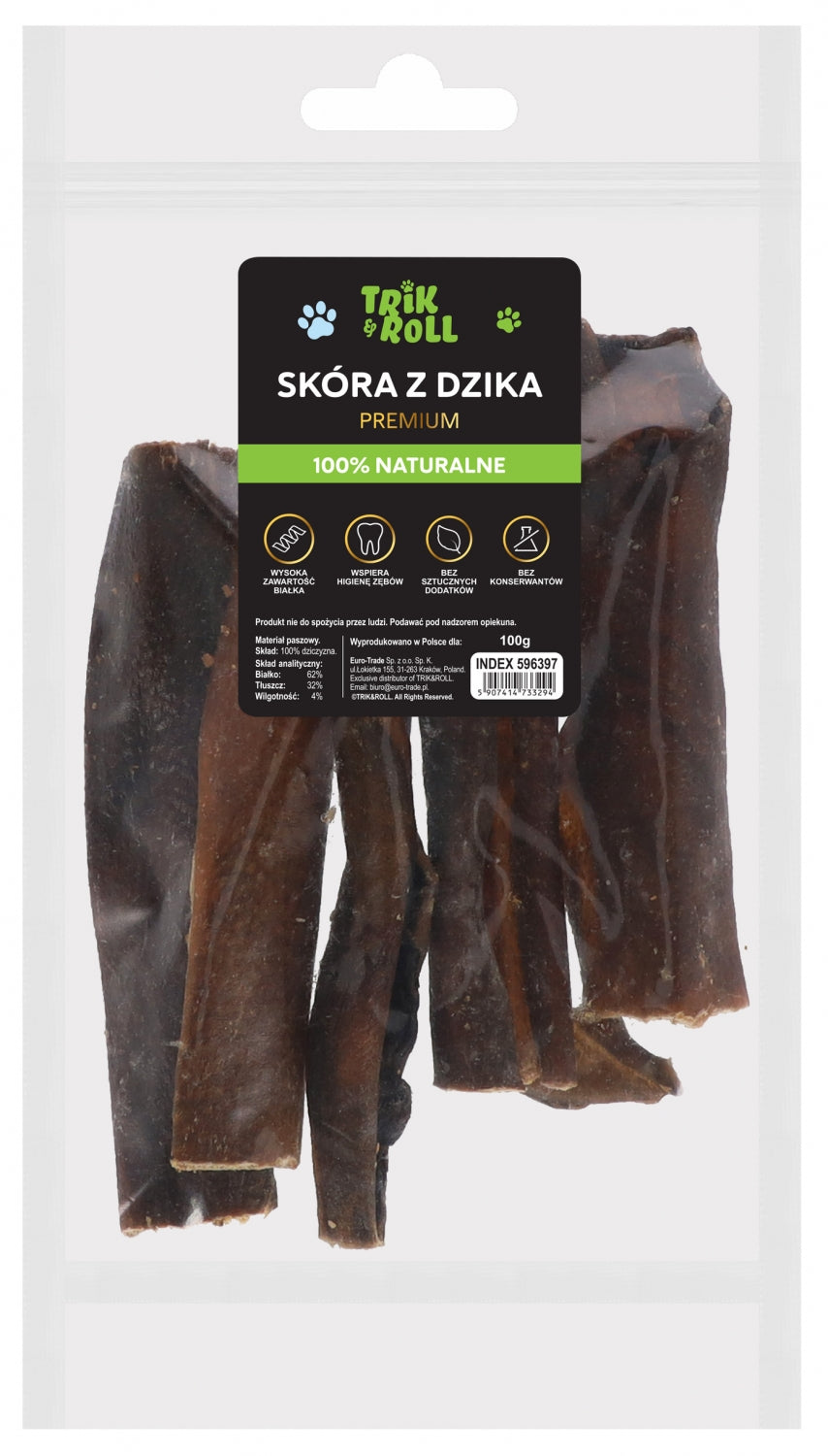 Trick Roll Dog Treats Boar Skin 100g