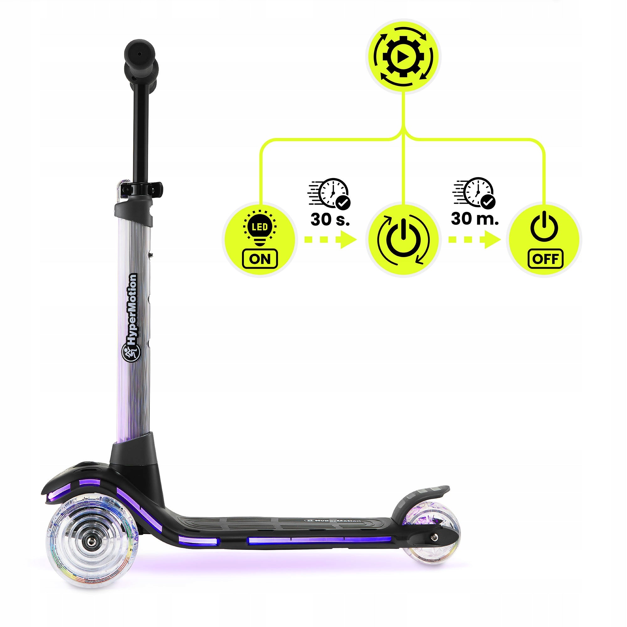 Tricycle Balance Scooter for Kids Tricycle RGB LED Illuminated Wheels natural rubber