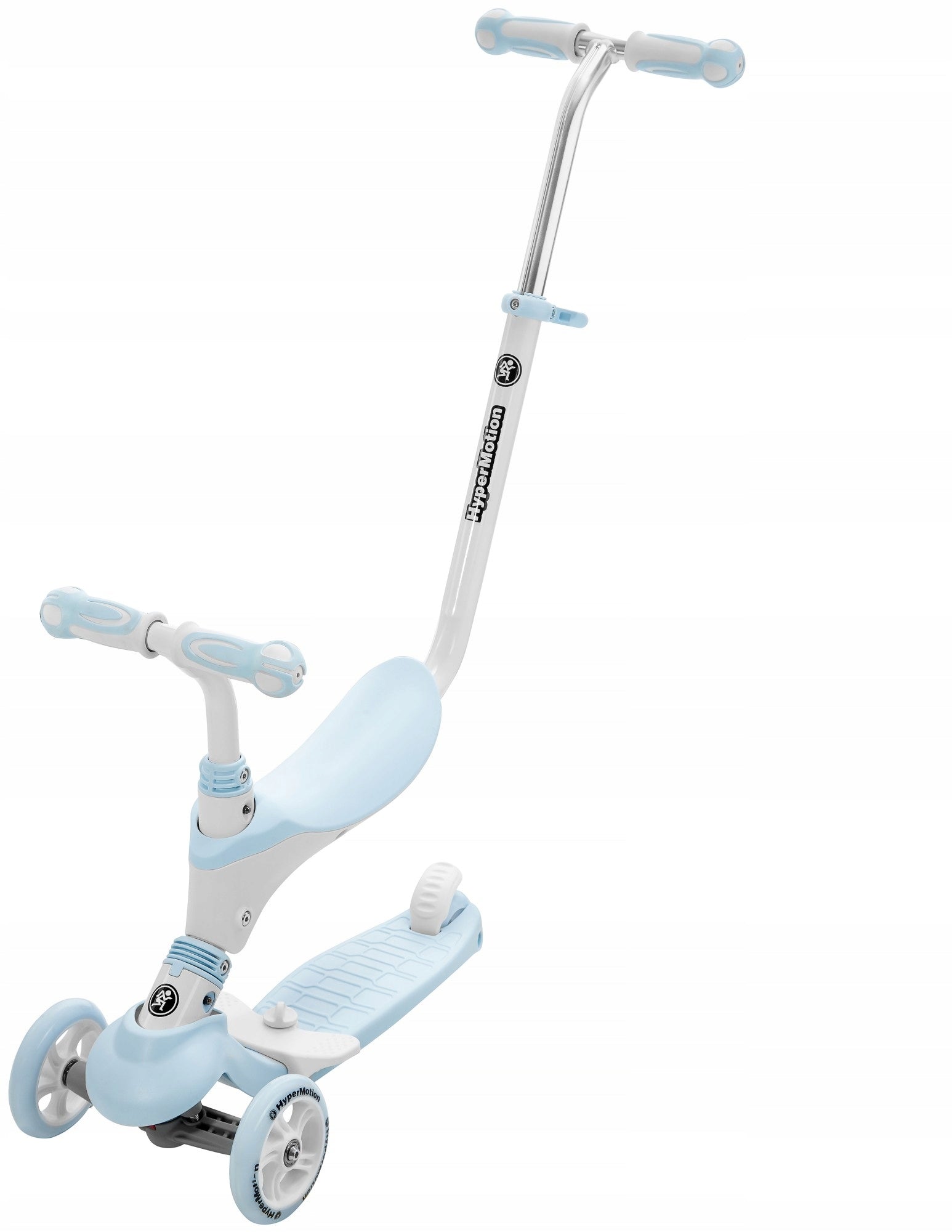 Tricycle Balance Scooter with Seat and Pusher Folding Compact Color blue