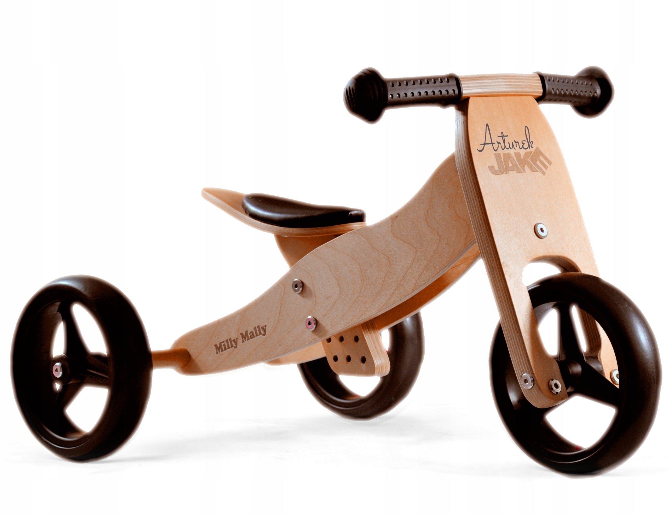 Tricycle Wooden - Gift for one-year-old child + INSCRIPTION Brake none