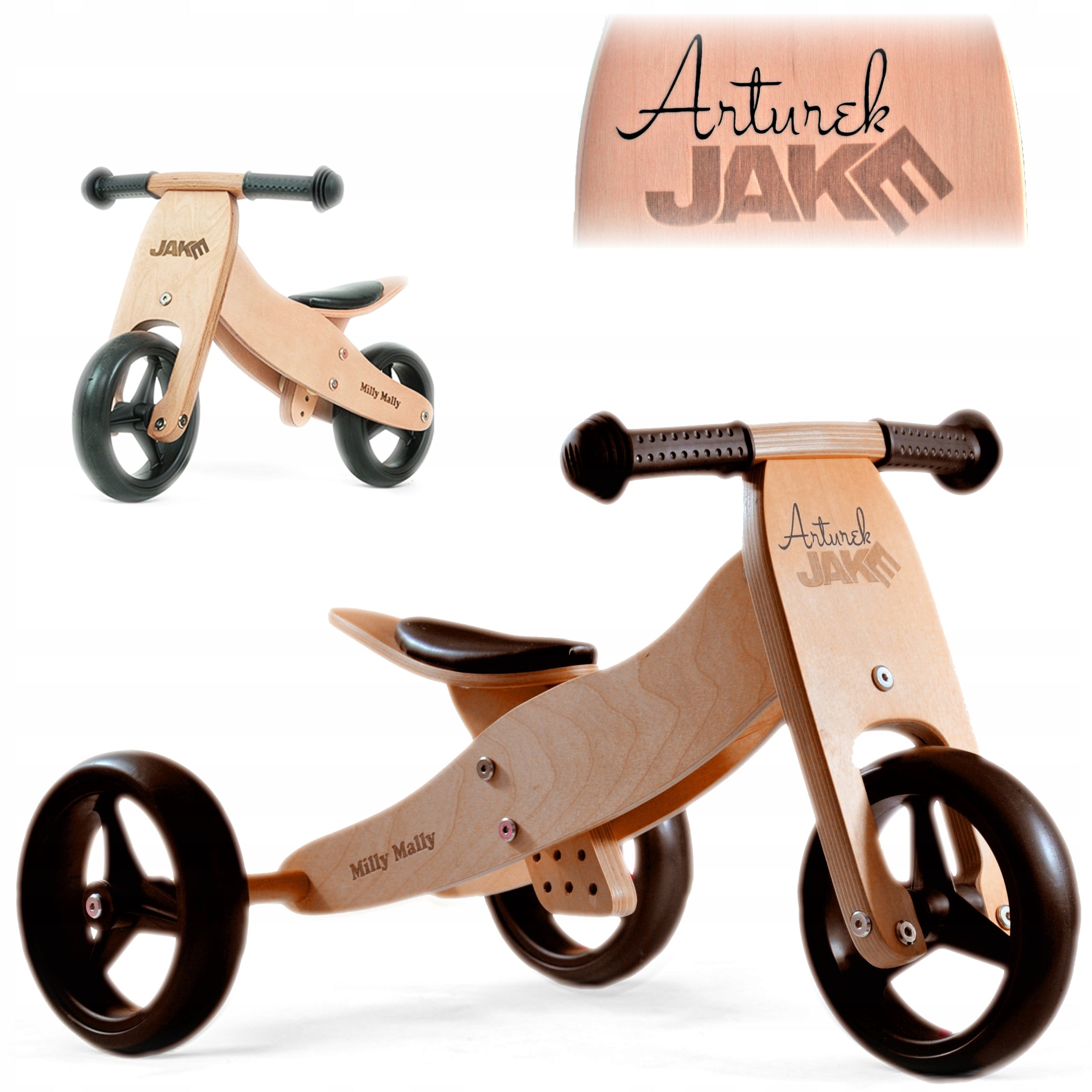 Tricycle Wooden - Gift for one-year-old child + INSCRIPTION