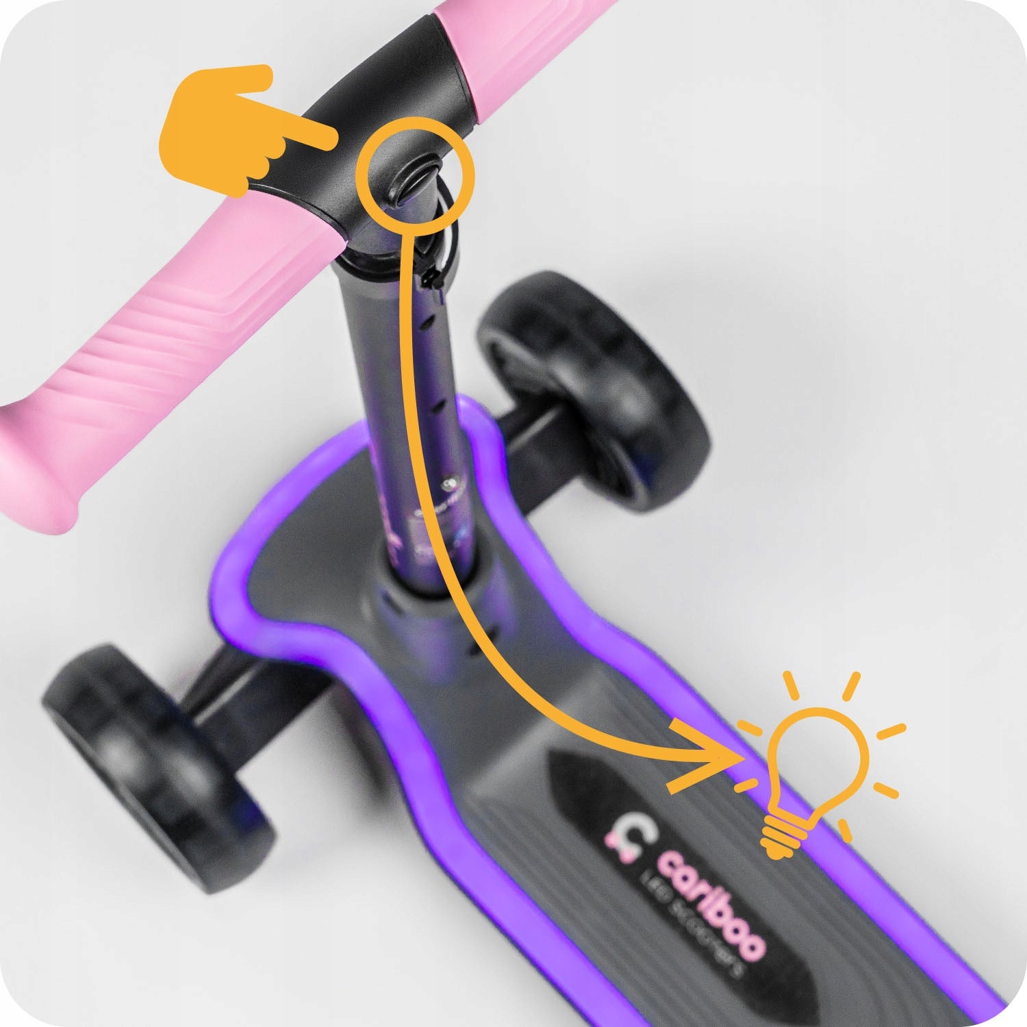 Tricycle scooter for children CARIBOO LEDstar with LED backlight Color black pink