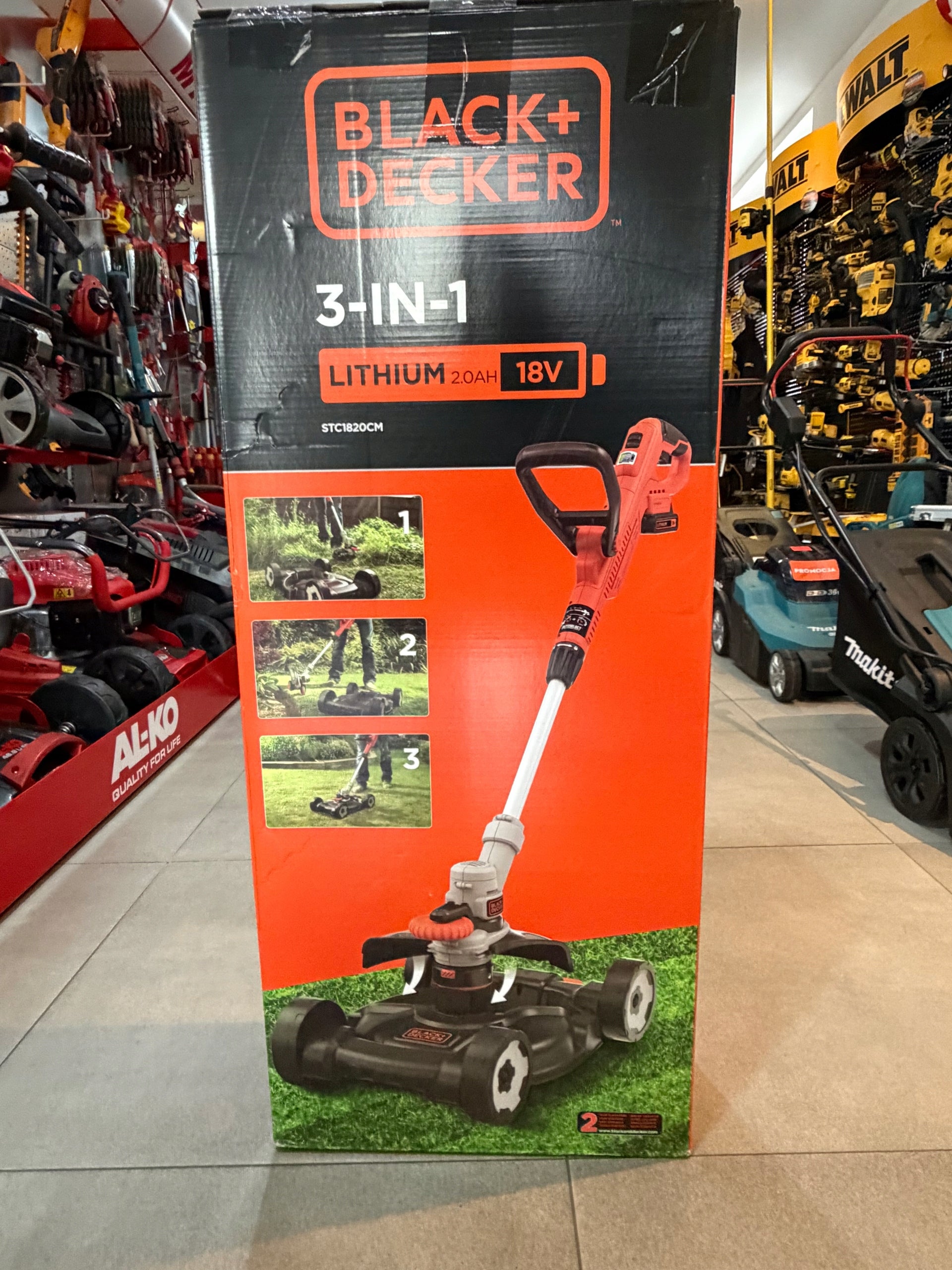 Trimmer mower cordless edger 3in1 Black Decker STC1820CM Packaging status original