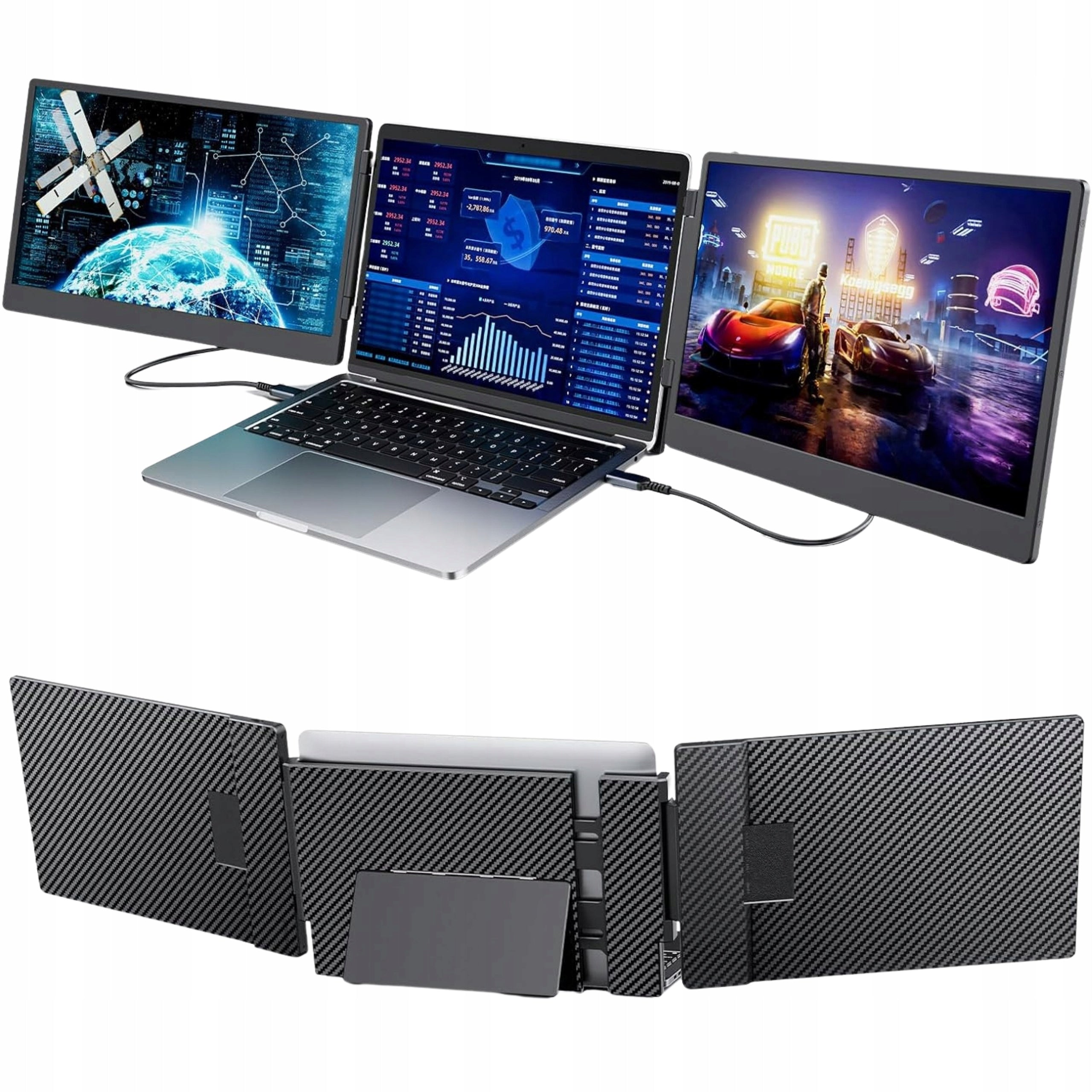 Triple Laptomo S3 2024 Monitor For FHD IPS Laptop Additional 2x14" Screens