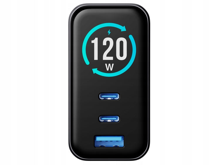 Triple USB Charger 120W Fast QC PD GaN With Encore Energy Display Packaging status original
