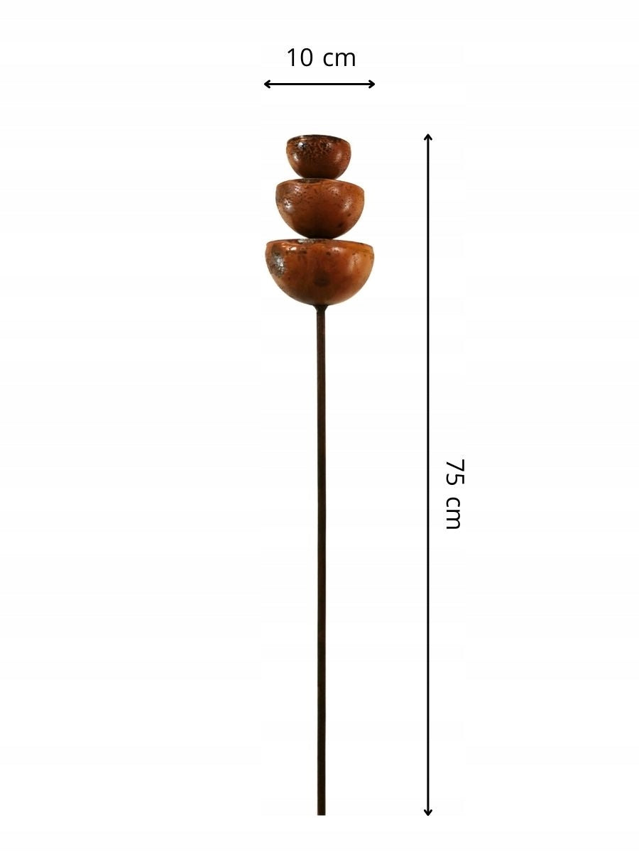 Triple drinker for birds 75 cm - garden figurine made of metal | RUST Manufacturer Ginko.Garden