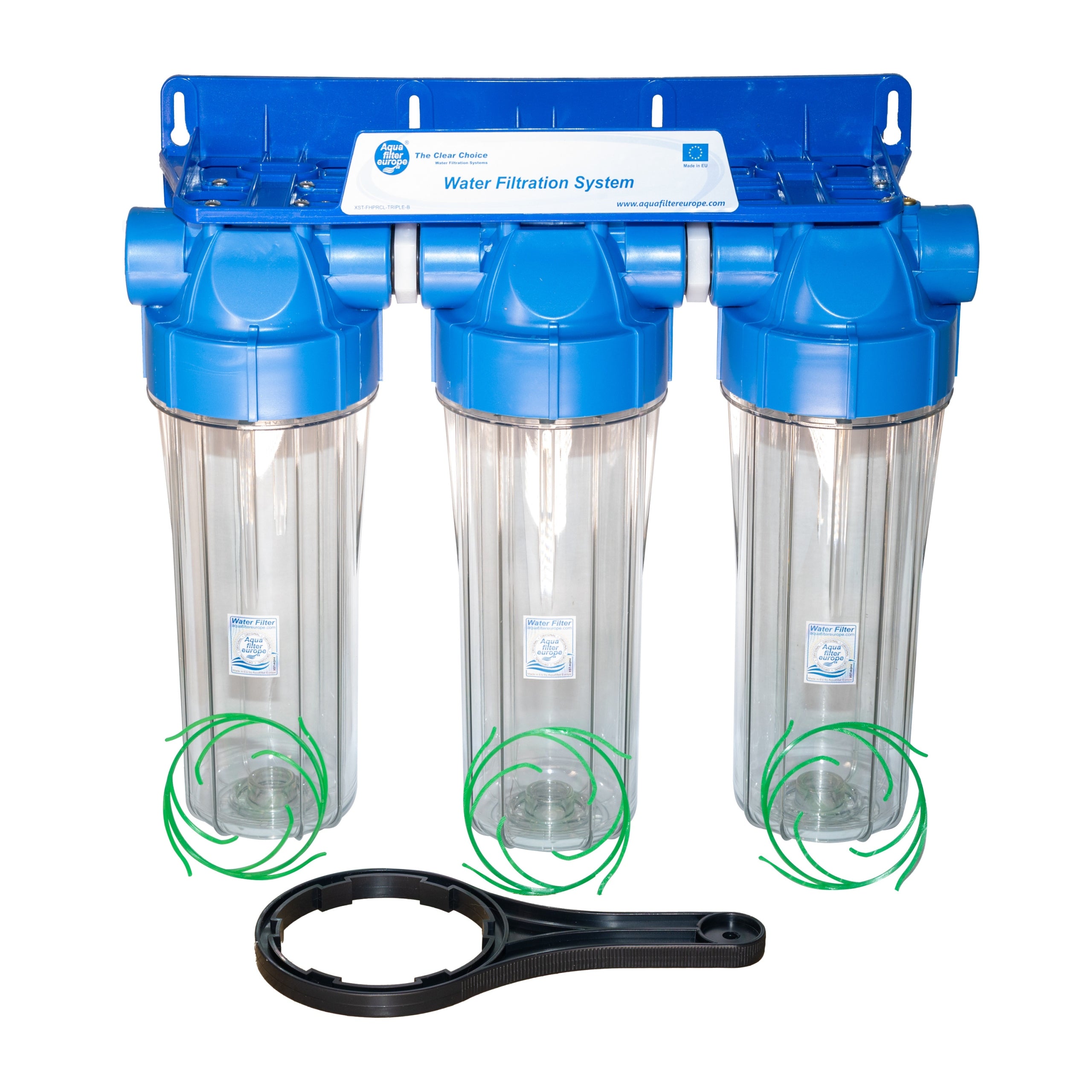 Triple filter 2-piece 10” set 1” Aquafilter FHPRCL1-B-TRIPLE